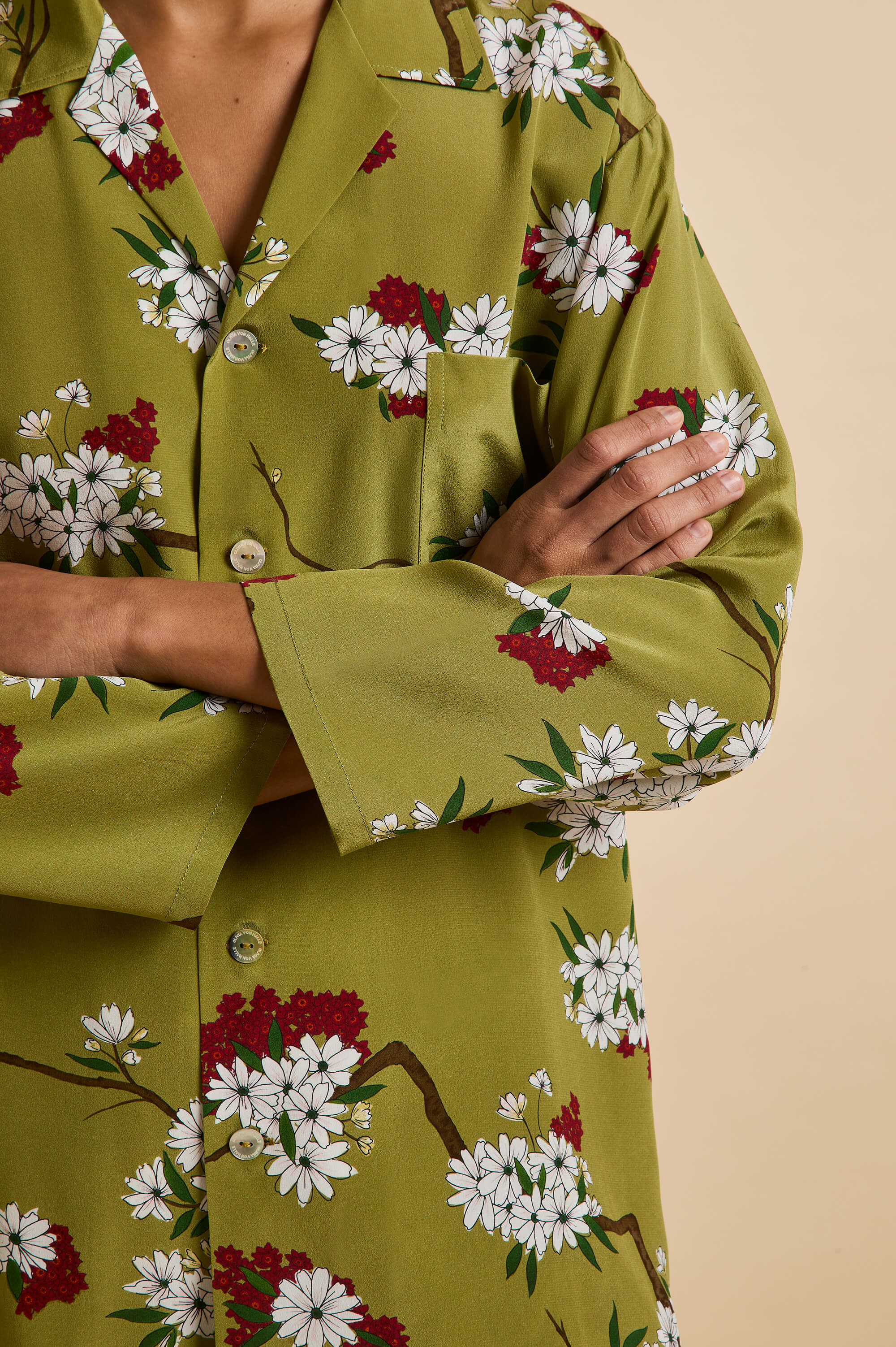Casablanca Cecille Green Blossom Pyjamas in Silk Crêpe de Chine - Image 4