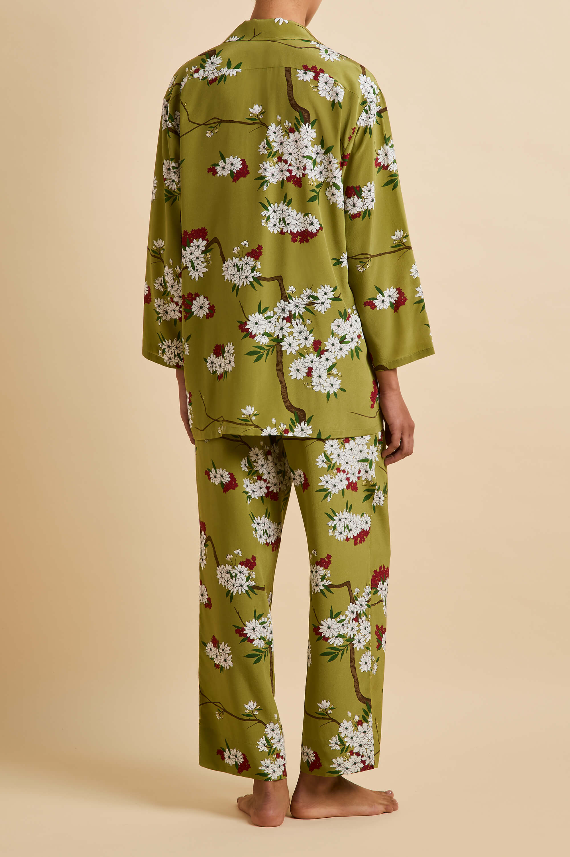 Casablanca Cecille Green Blossom Pyjamas in Silk Crêpe de Chine - Image 5