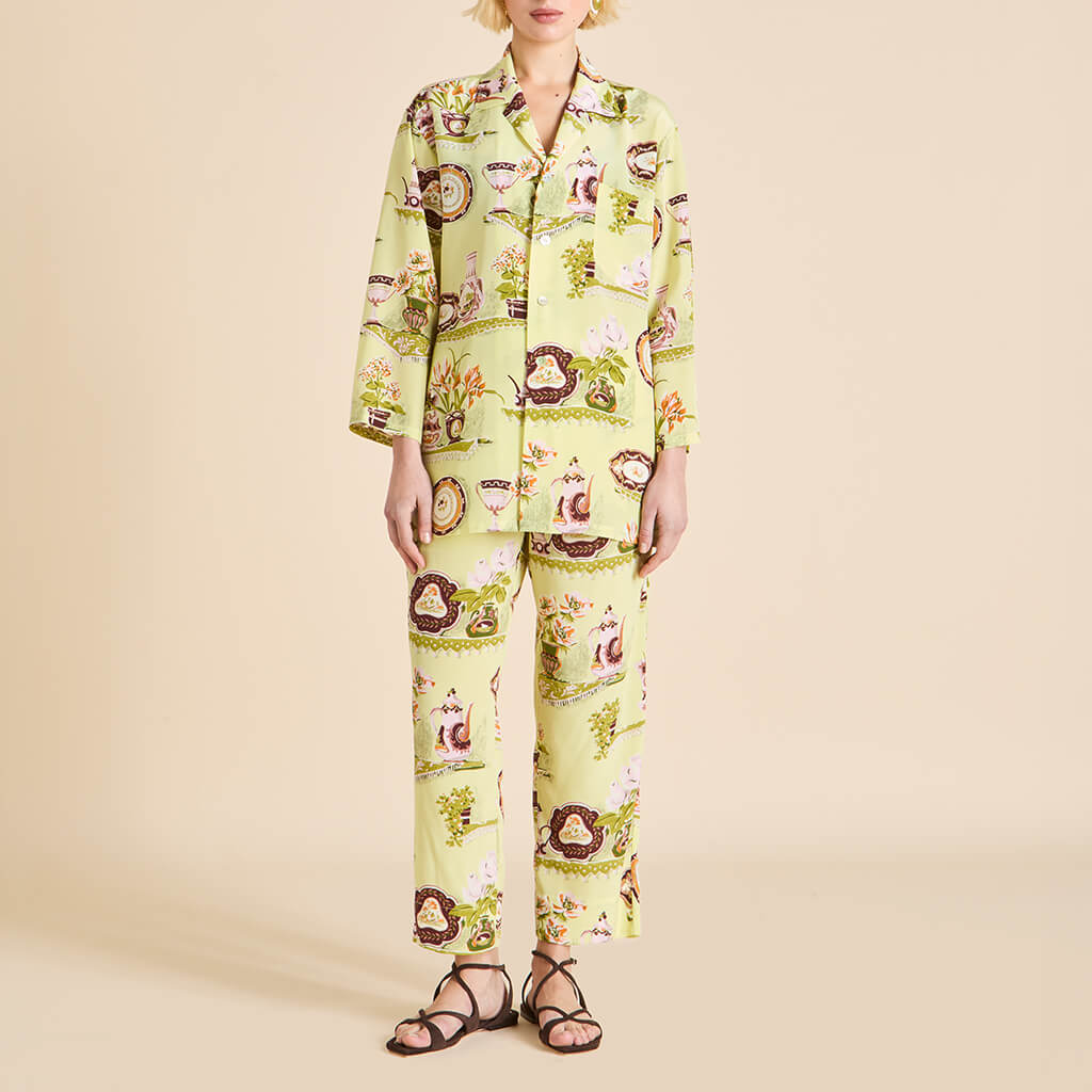 Casablanca Aulenti Green Plate Pyjamas in Silk Crêpe de Chine - Image 2