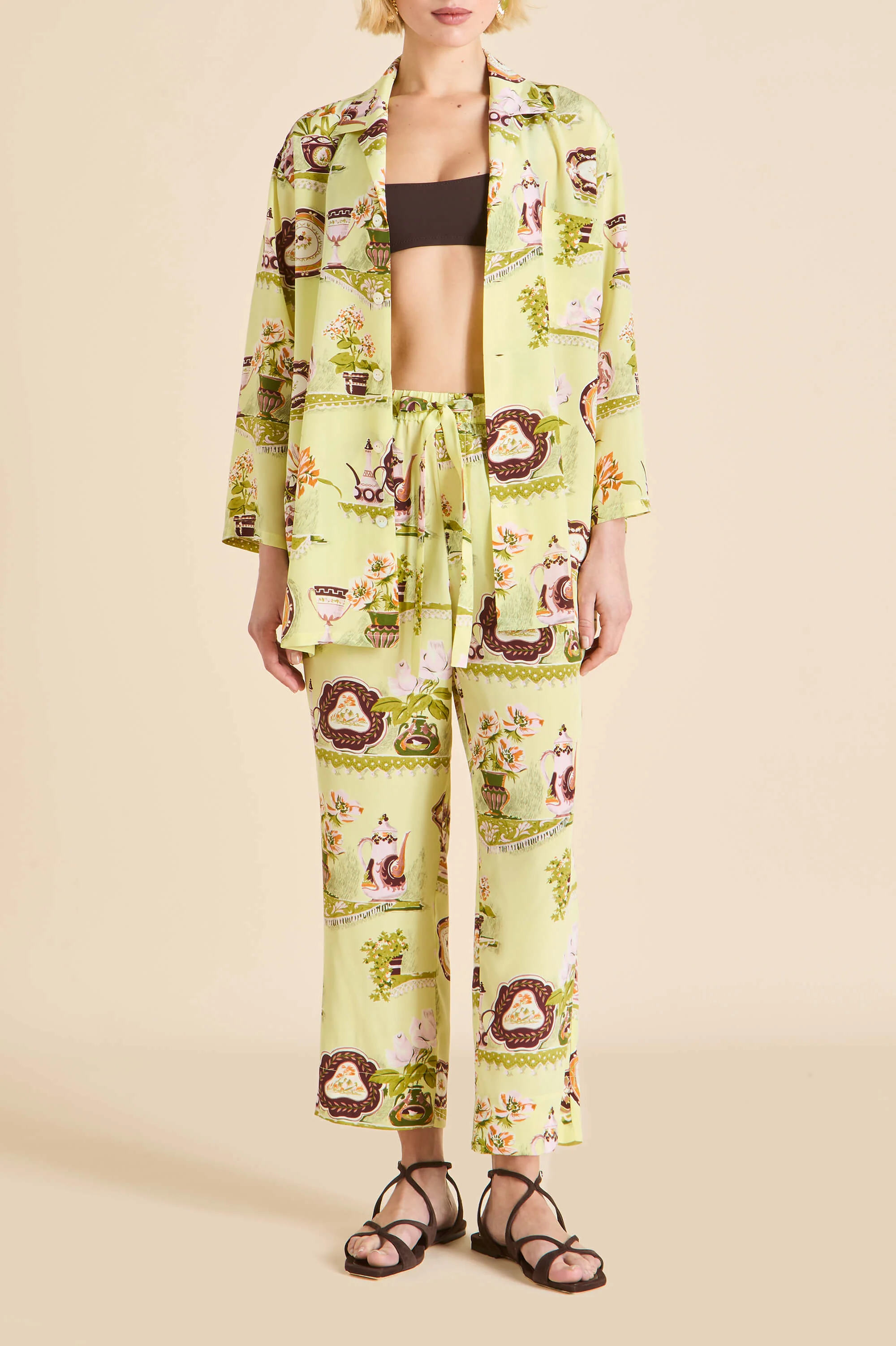 Casablanca Aulenti Green Plate Pyjamas in Silk Crêpe de Chine - Image 5