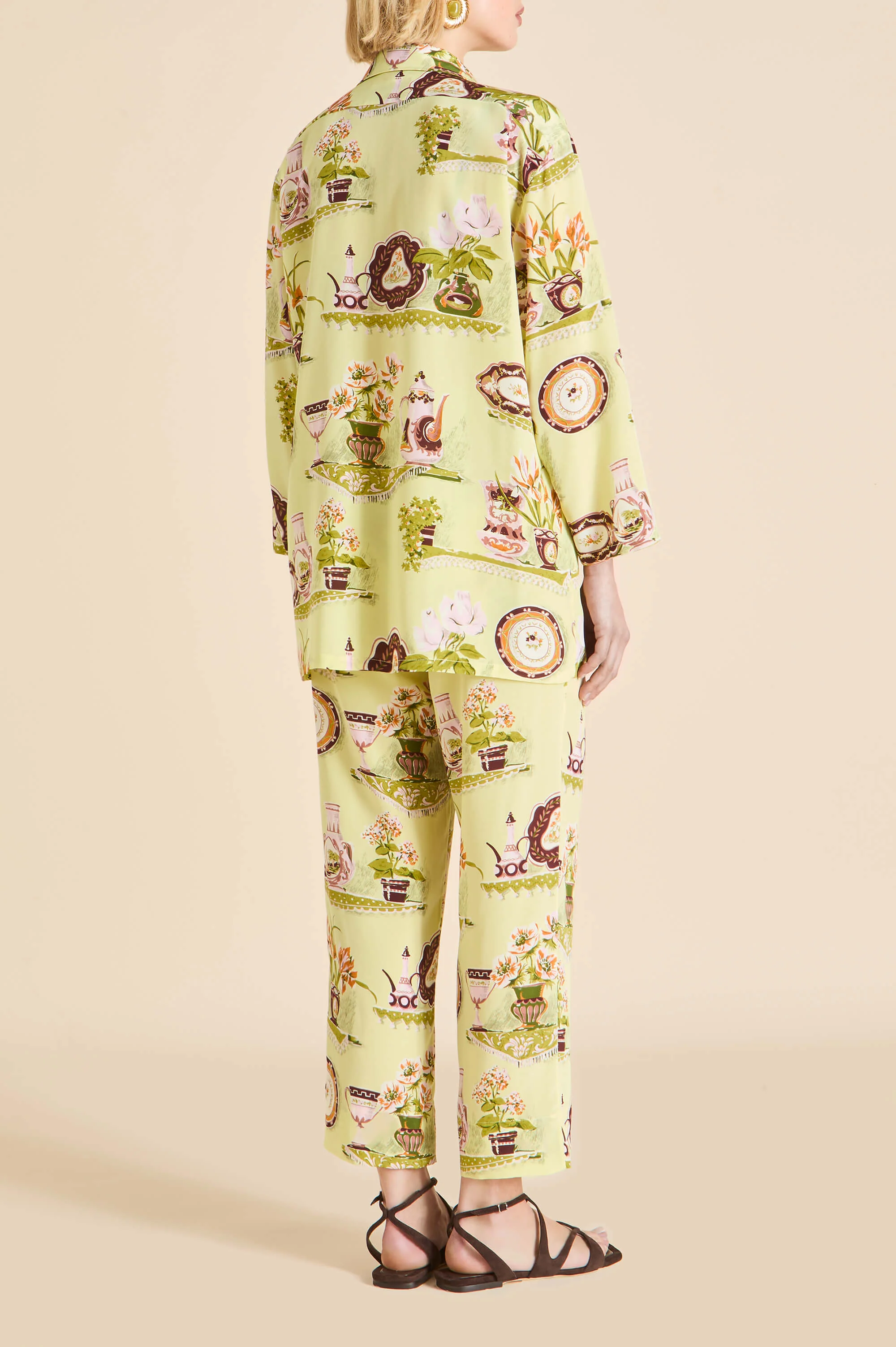 Casablanca Aulenti Green Plate Pyjamas in Silk Crêpe de Chine - Image 6