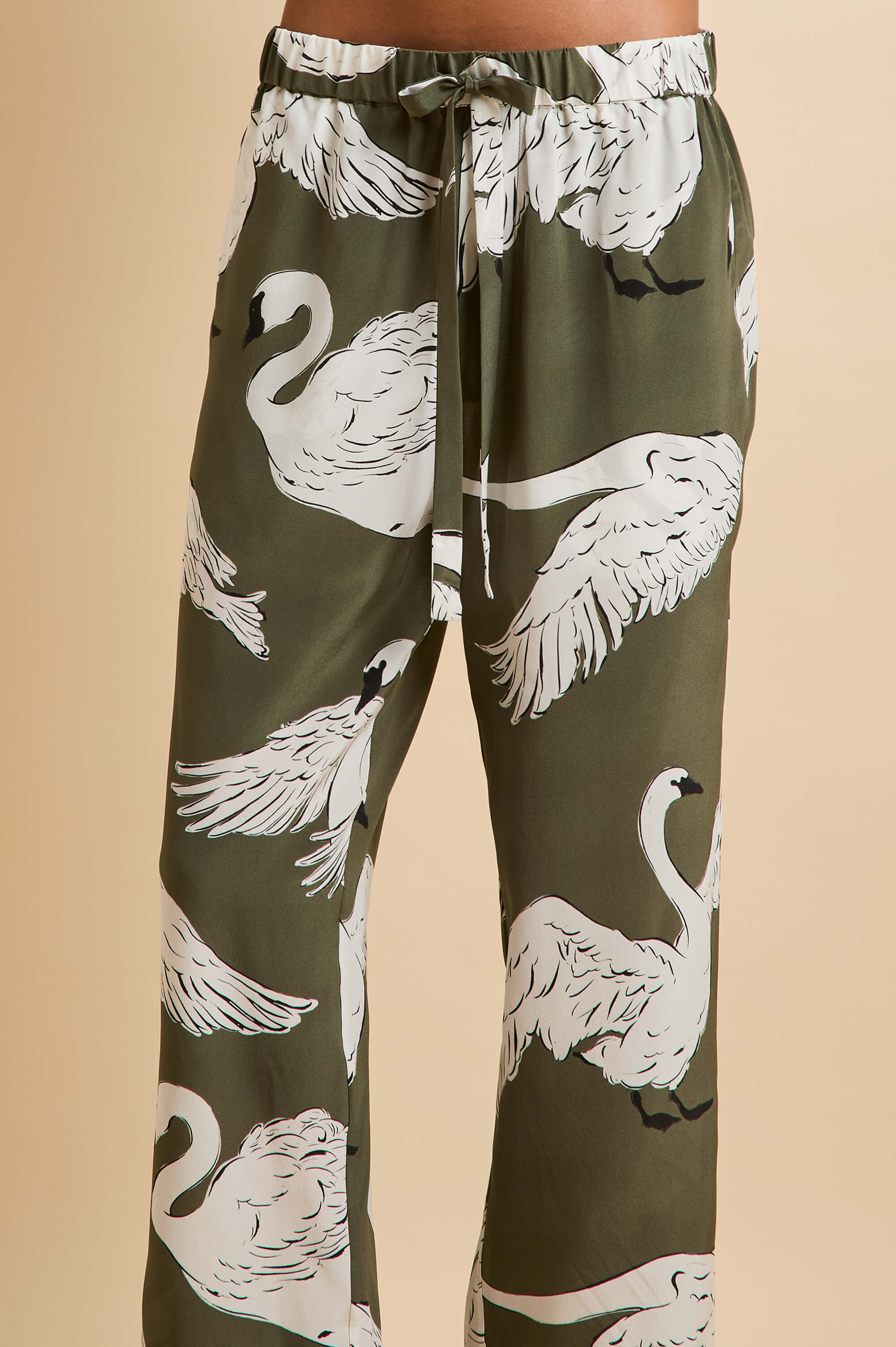 Casablanca Riba Green Swan Pyjamas in Silk Crêpe de Chine - Image 6