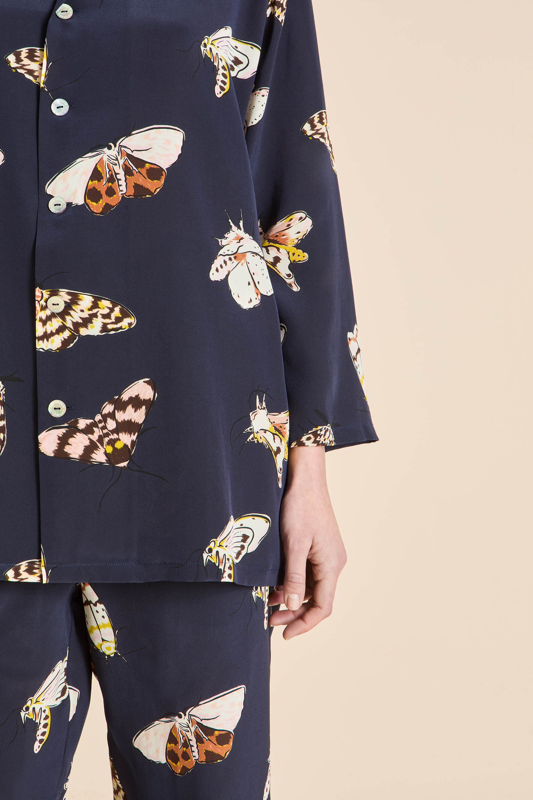 Casablanca Notte Navy Moth Pyjamas in Silk Crêpe de Chine - Image 4