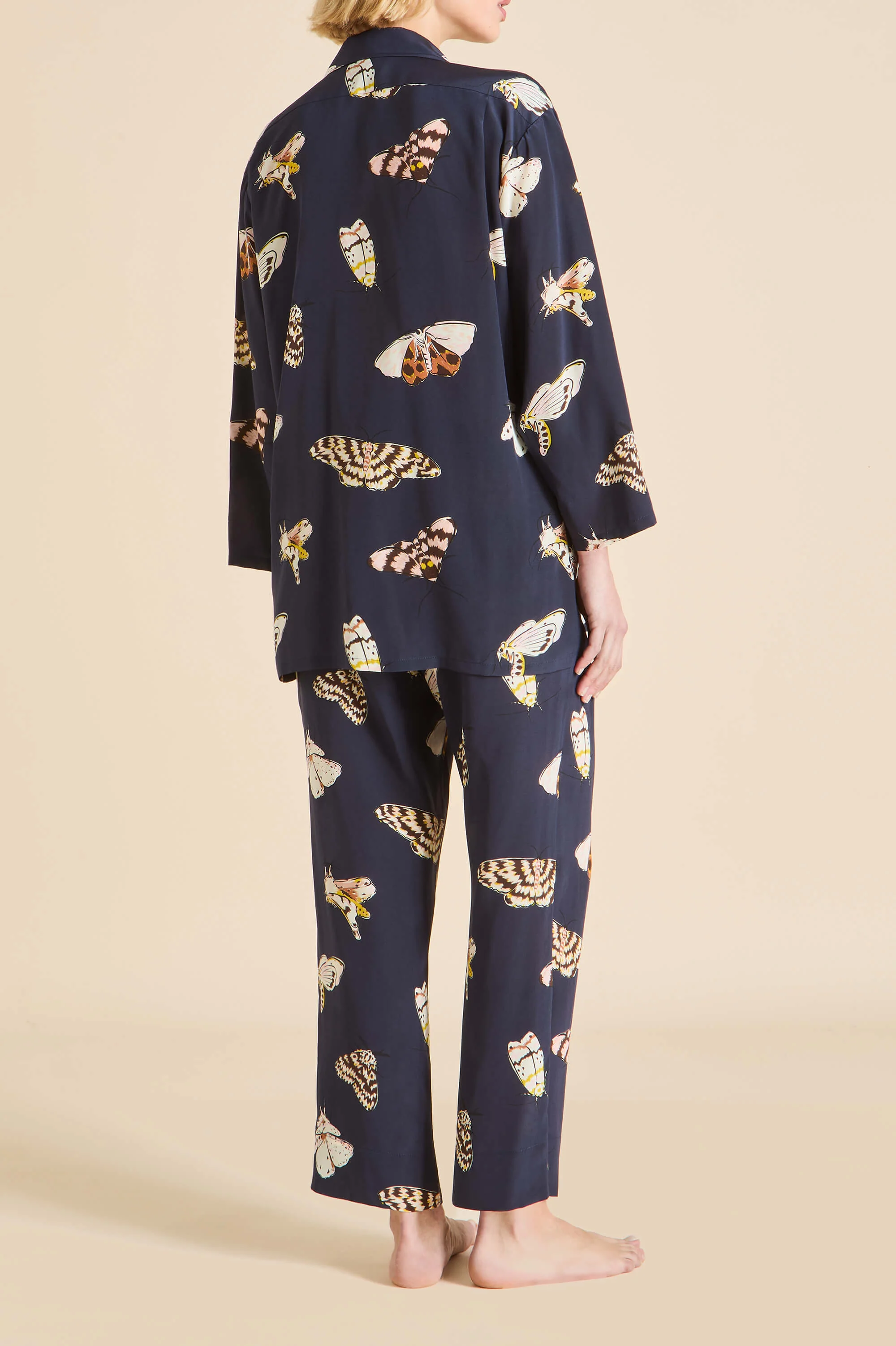 Casablanca Notte Navy Moth Pyjamas in Silk Crêpe de Chine - Image 5