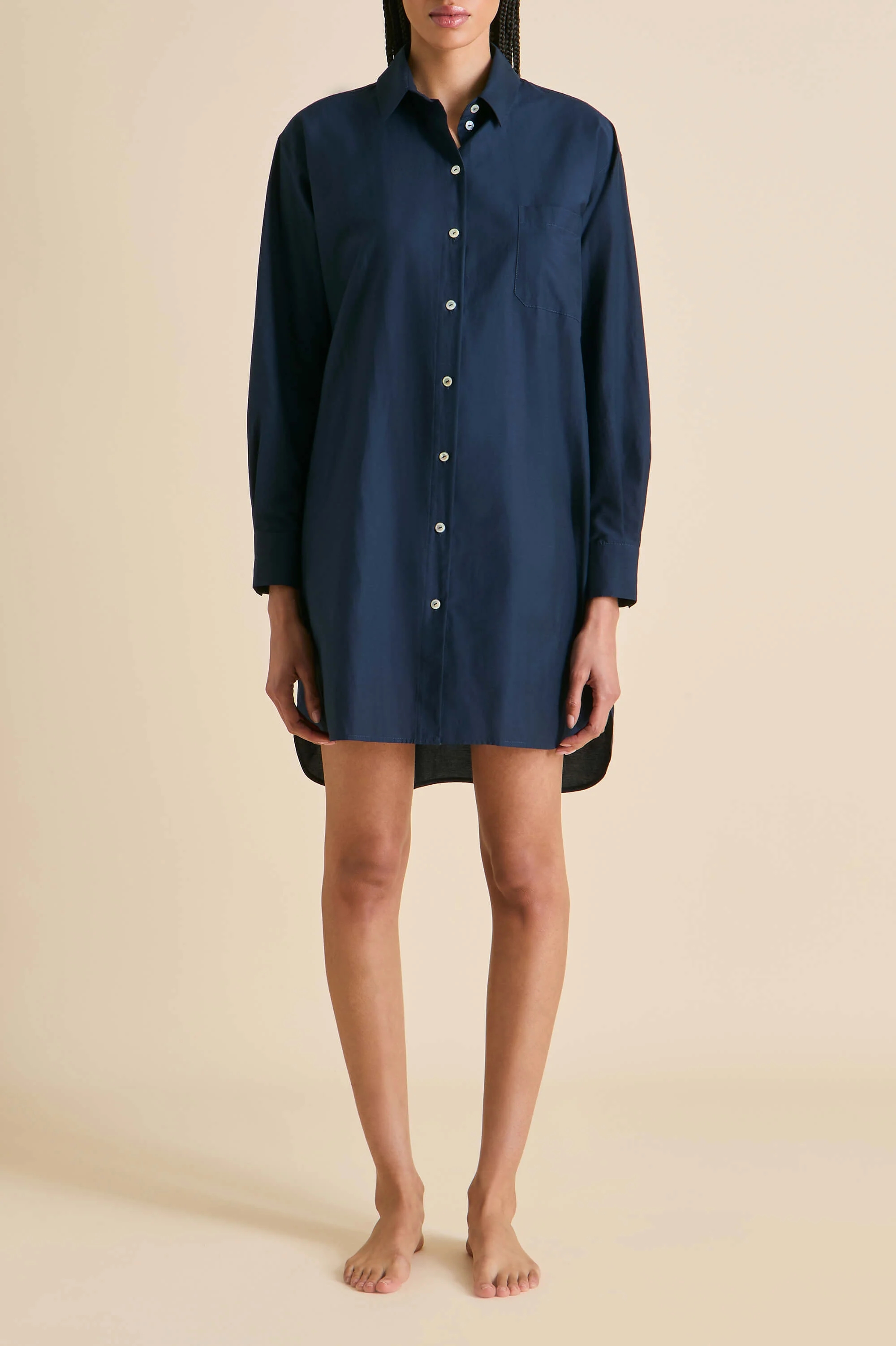 Celeste Navy Nightshirt in Cotton-Silk - Image 3