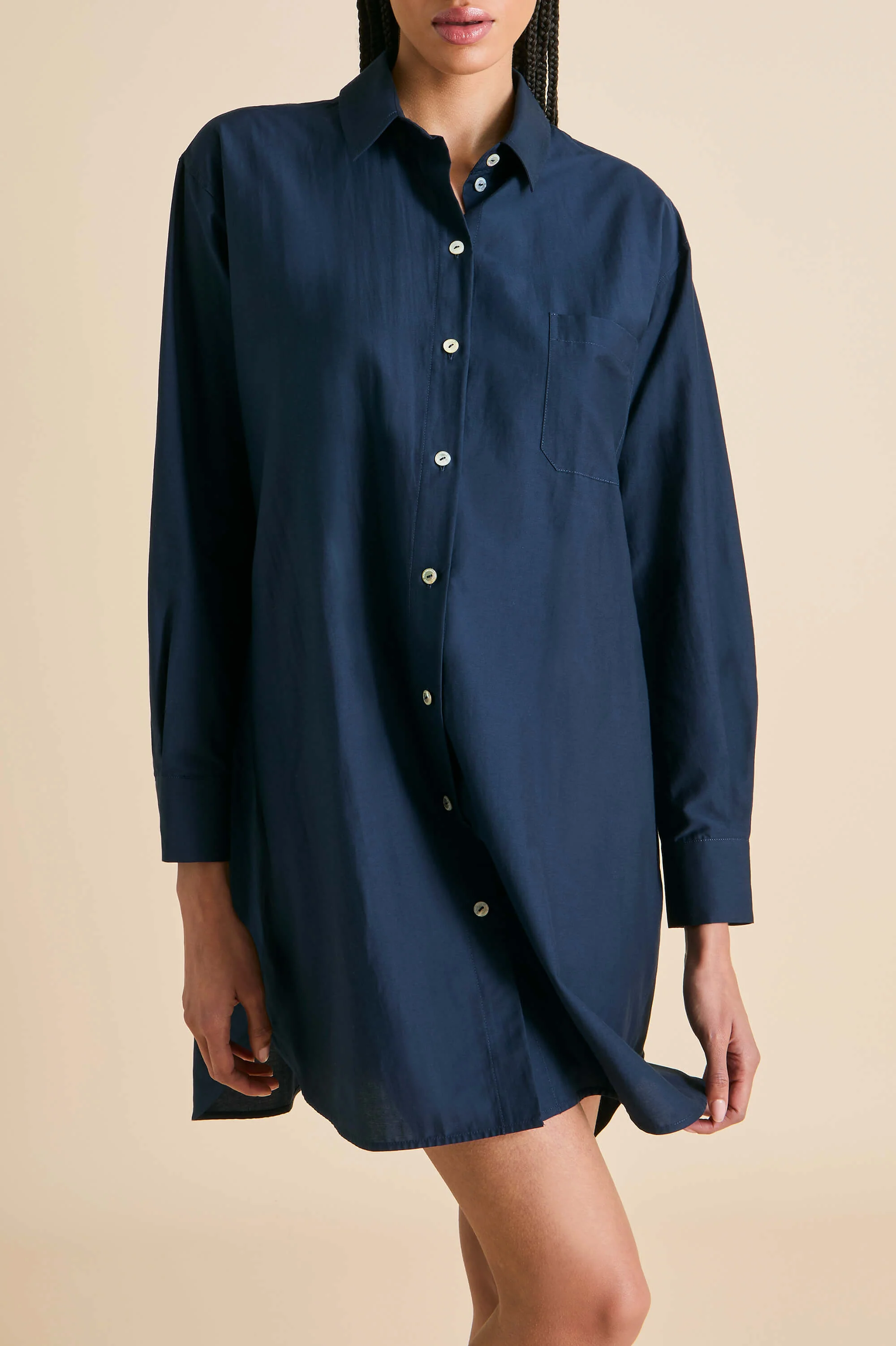 Celeste Navy Nightshirt in Cotton-Silk - Image 5