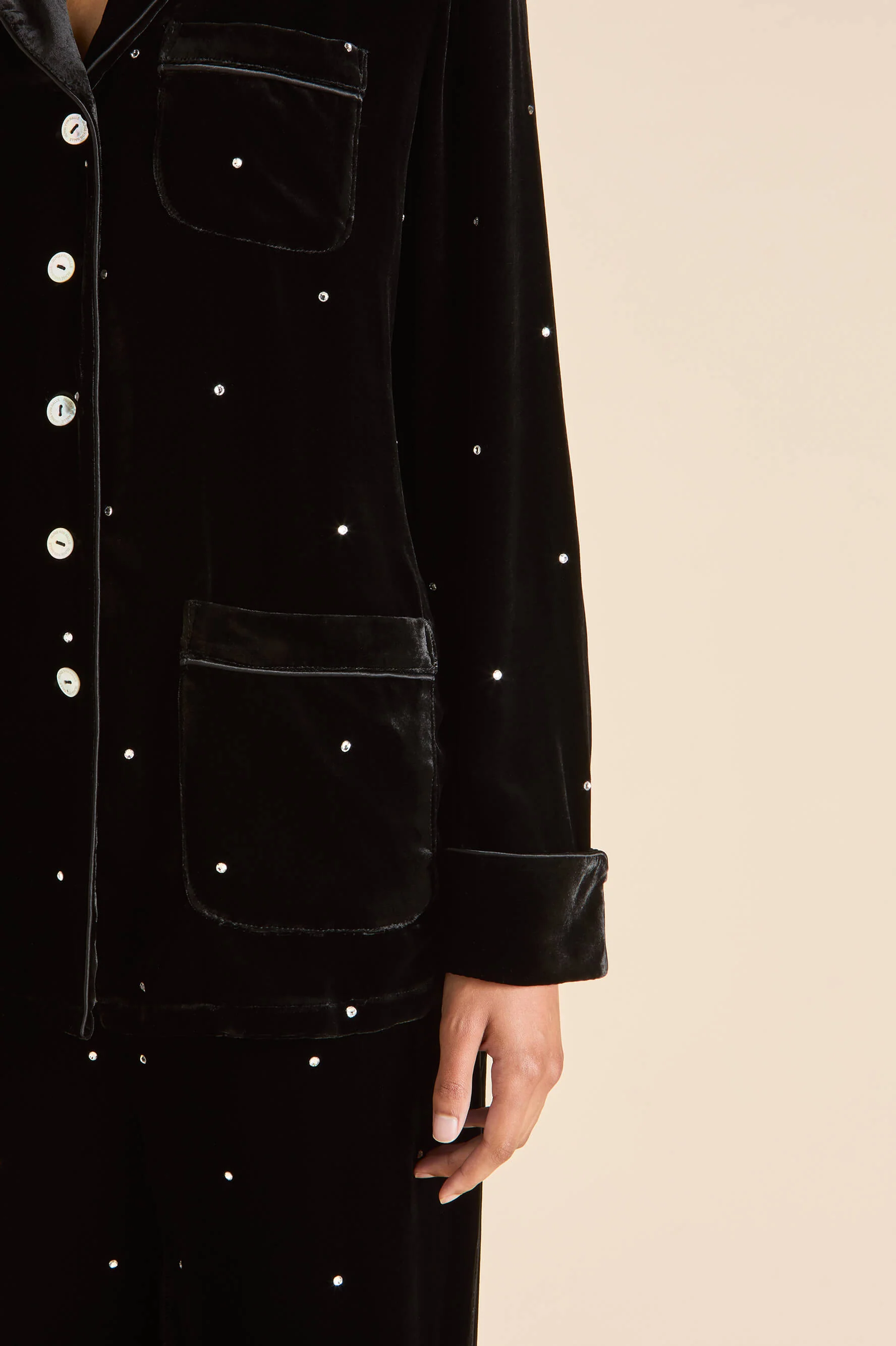 Coco Teese Black Crystal Pyjamas in Silk Velvet - Image 5