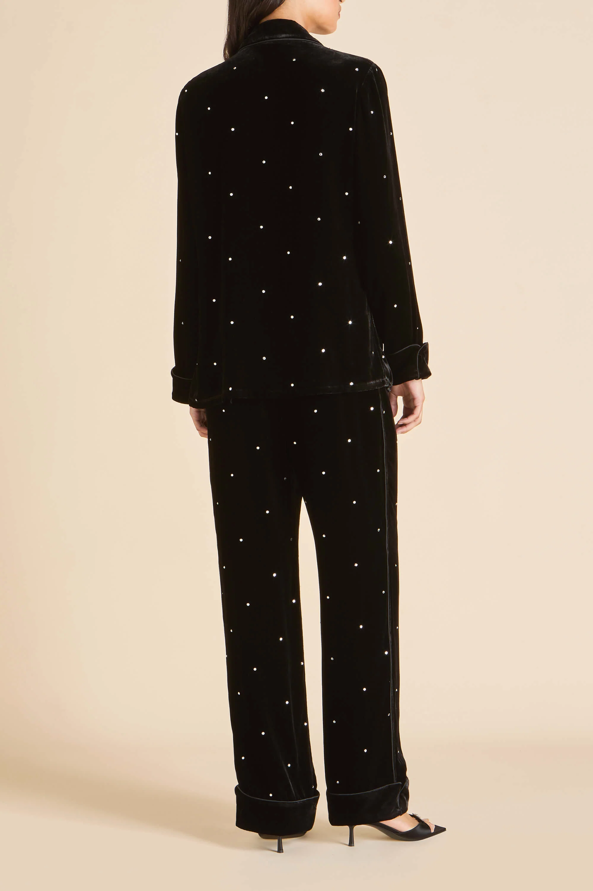 Coco Teese Black Crystal Pyjamas in Silk Velvet - Image 6