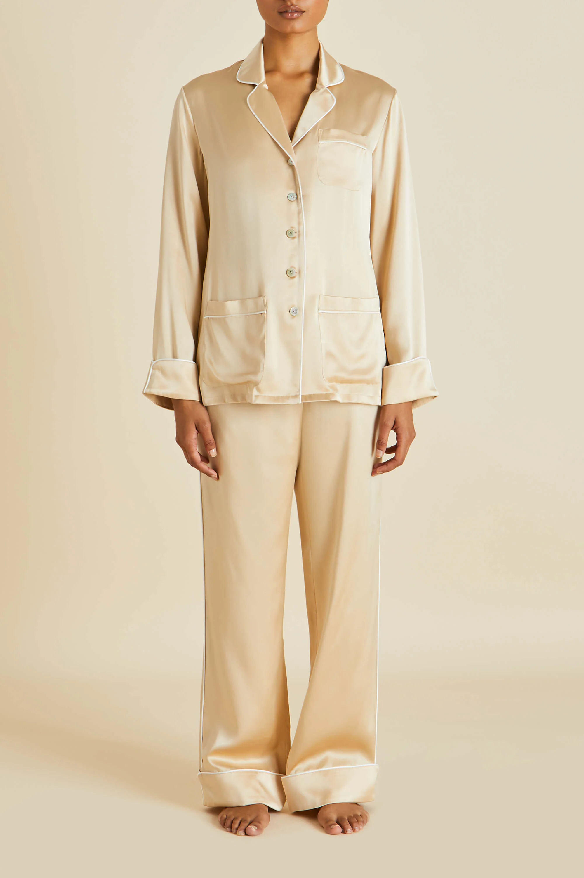Coco Caramel Pyjamas in Silk Satin
