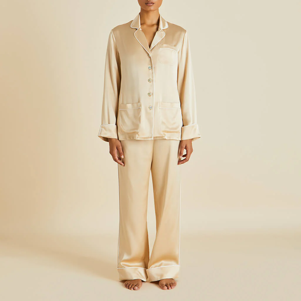 Coco Caramel Pyjamas in Silk Satin - Image 2