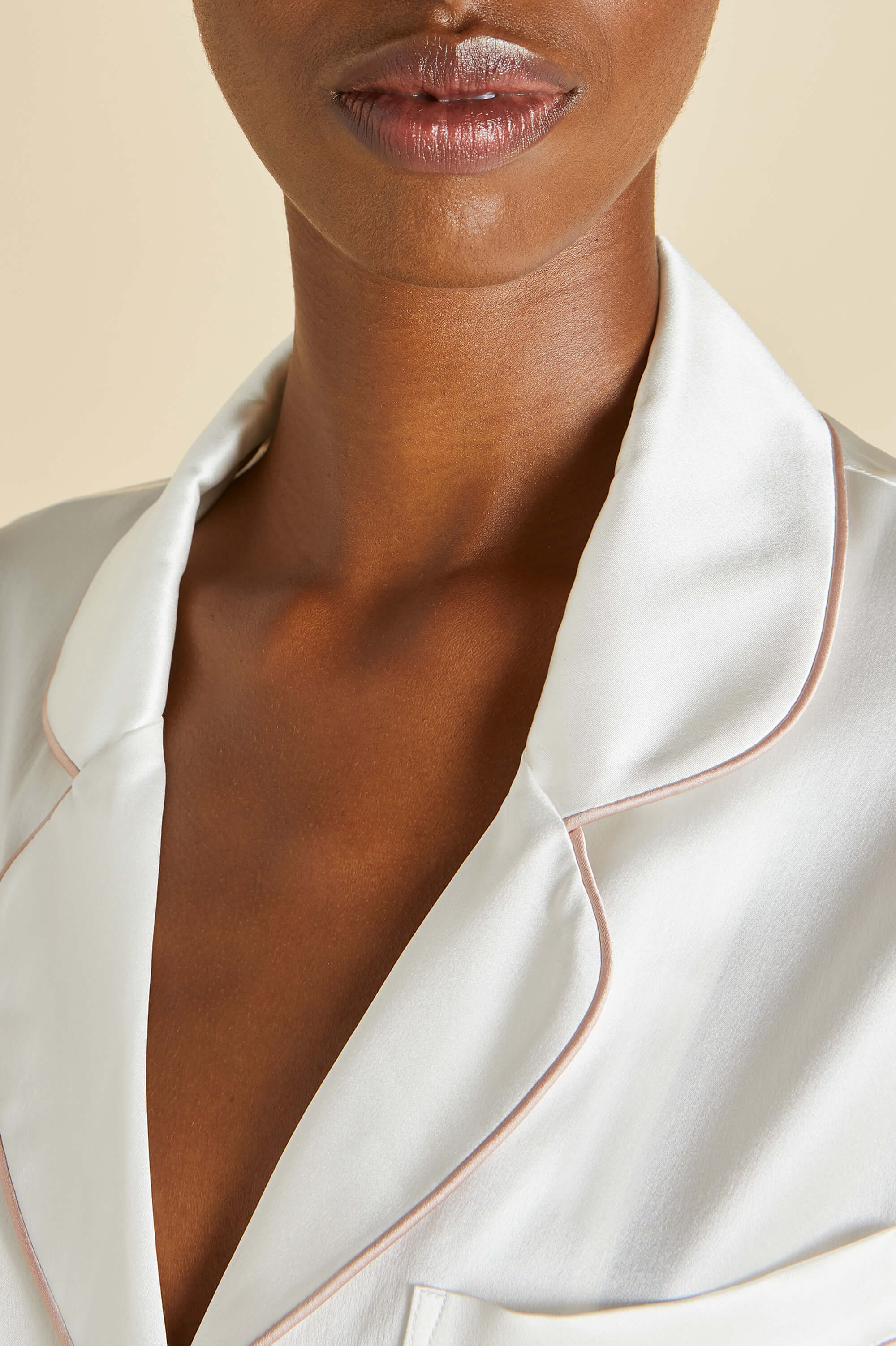 Coco Ivory Oyster Pyjamas in Silk Satin - Image 4