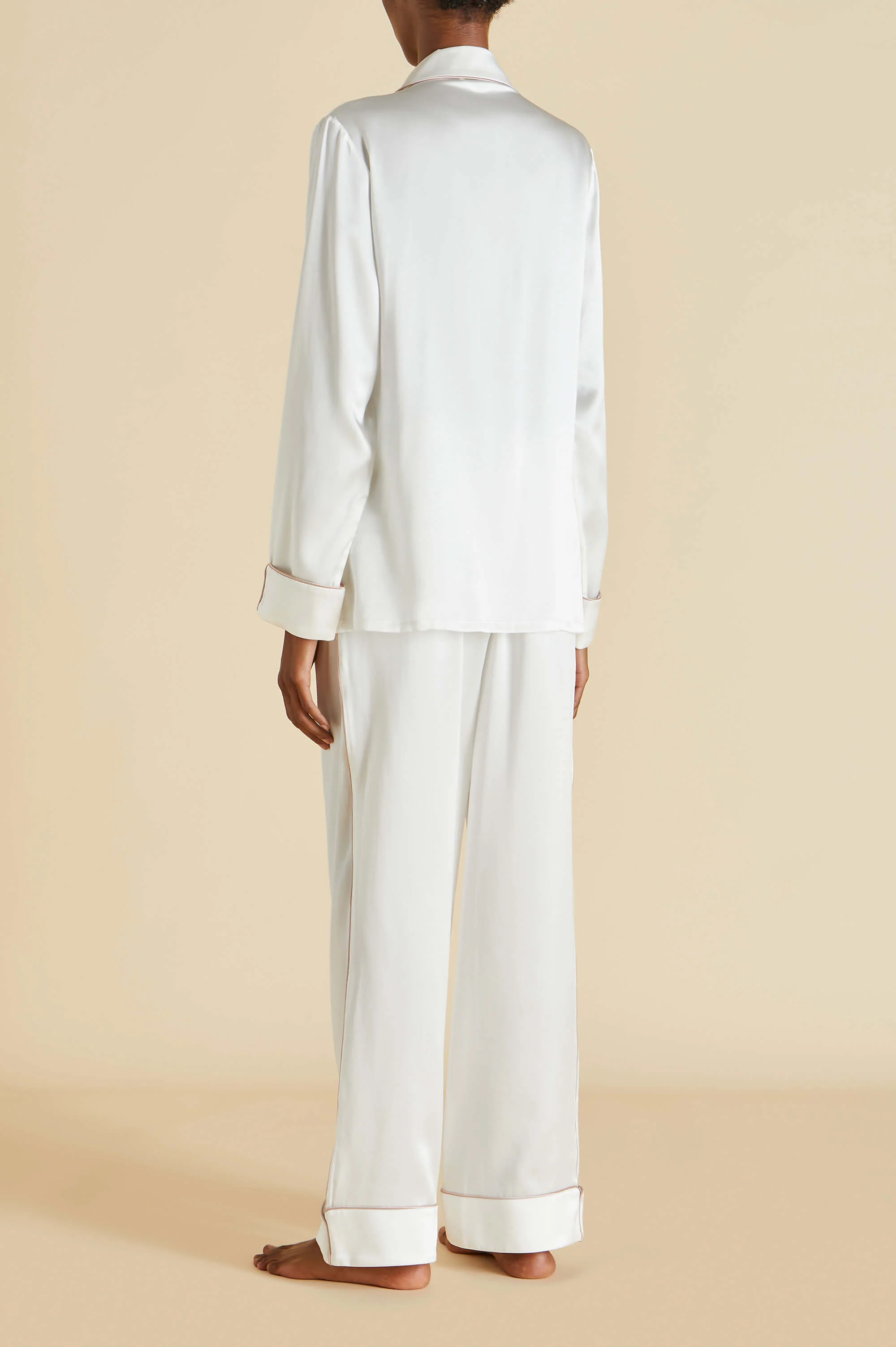 Coco Ivory Oyster Pyjamas in Silk Satin - Image 5