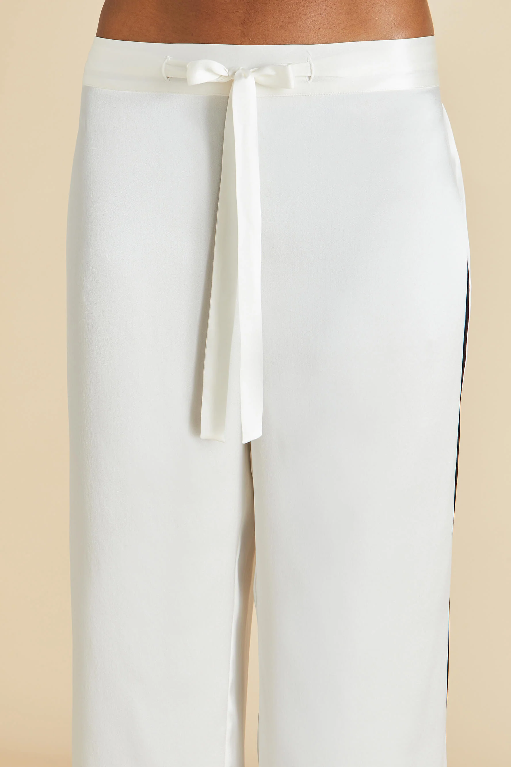 Coco Ivory Jet Black Pyjamas in Silk Satin - Image 7