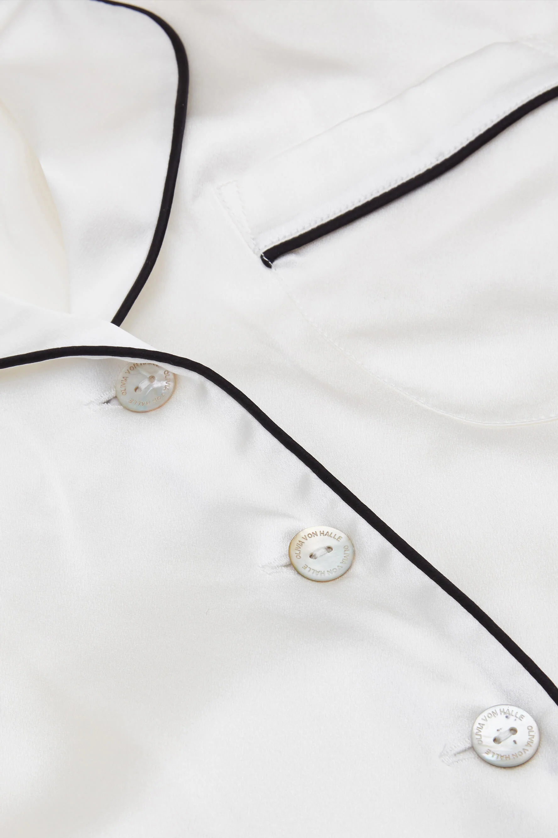 Coco Ivory Jet Black Pyjamas in Silk Satin - Image 8