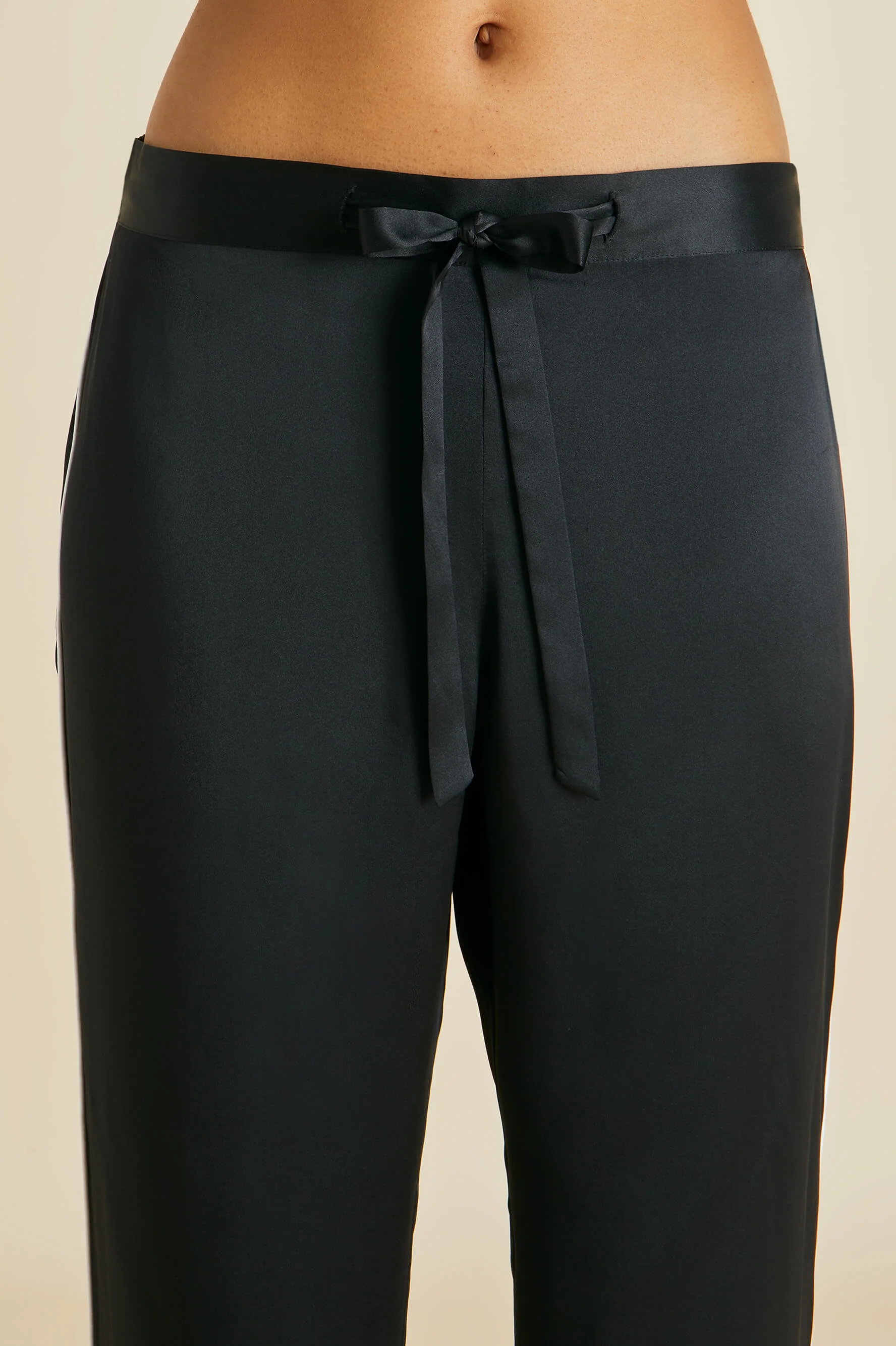 Coco Jet Black Pyjamas in Silk Satin - Image 5