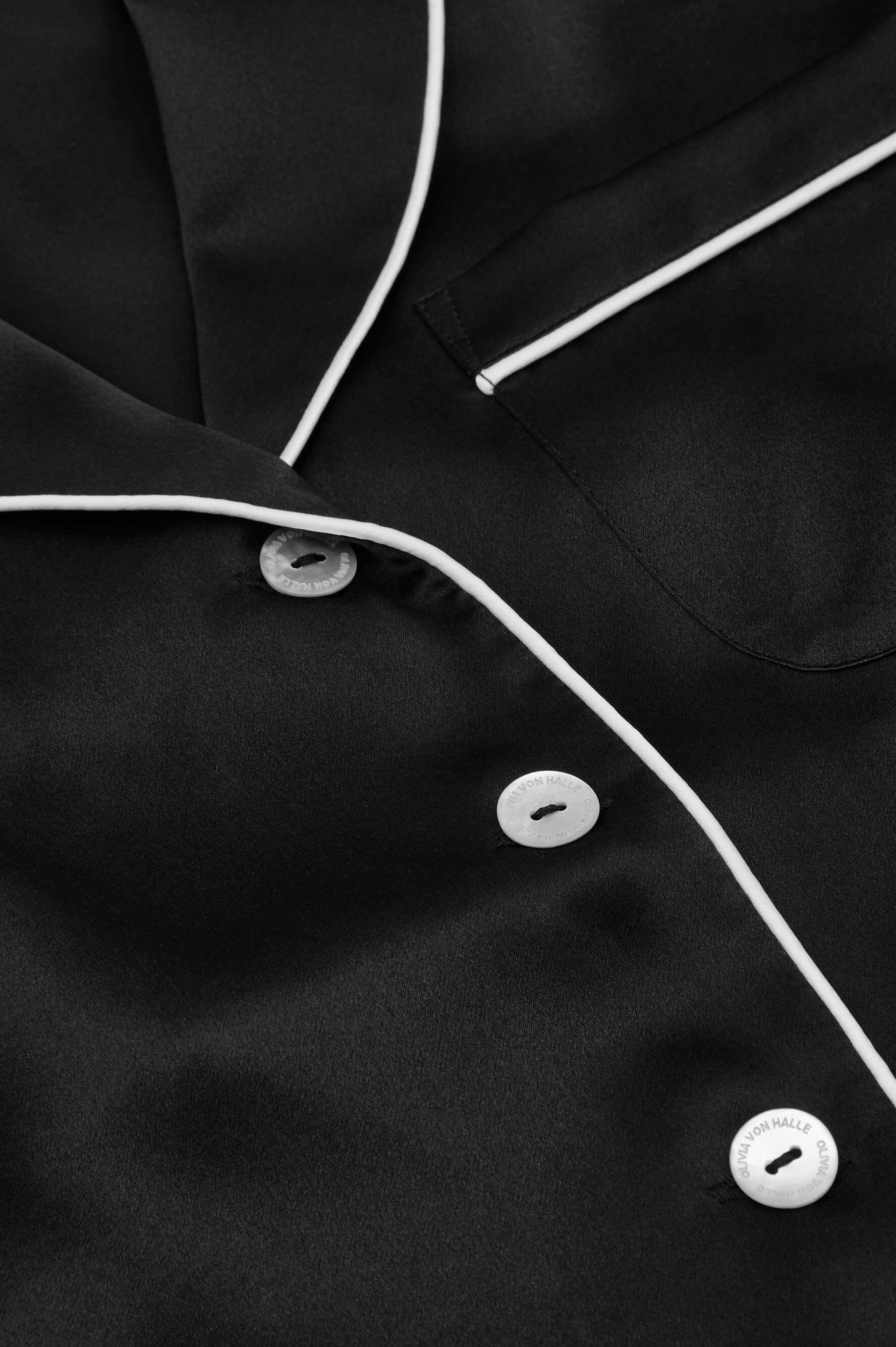 Coco Jet Black Pyjamas in Silk Satin - Image 6