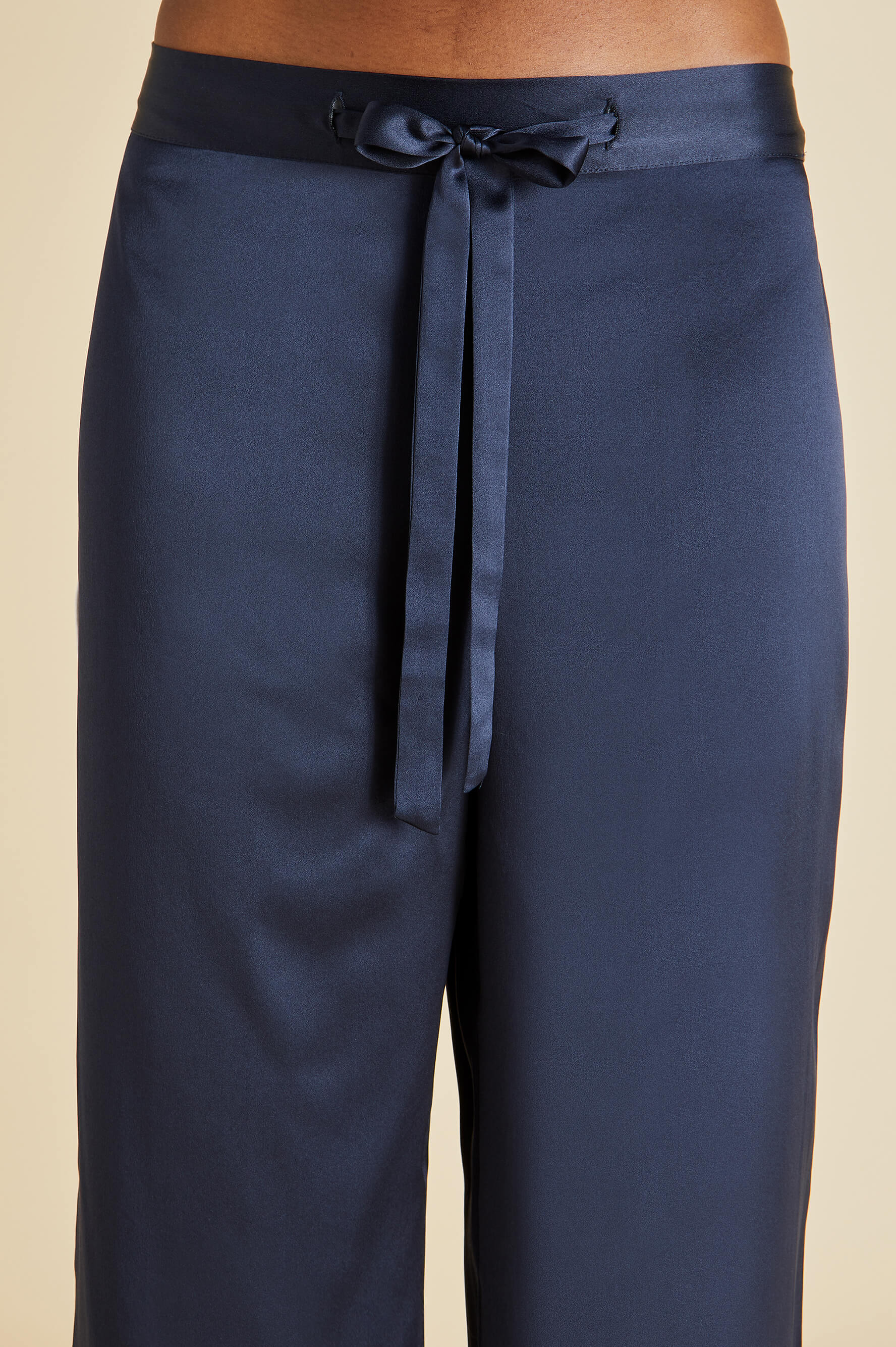 Coco Navy Pyjamas in Silk Satin - Image 5