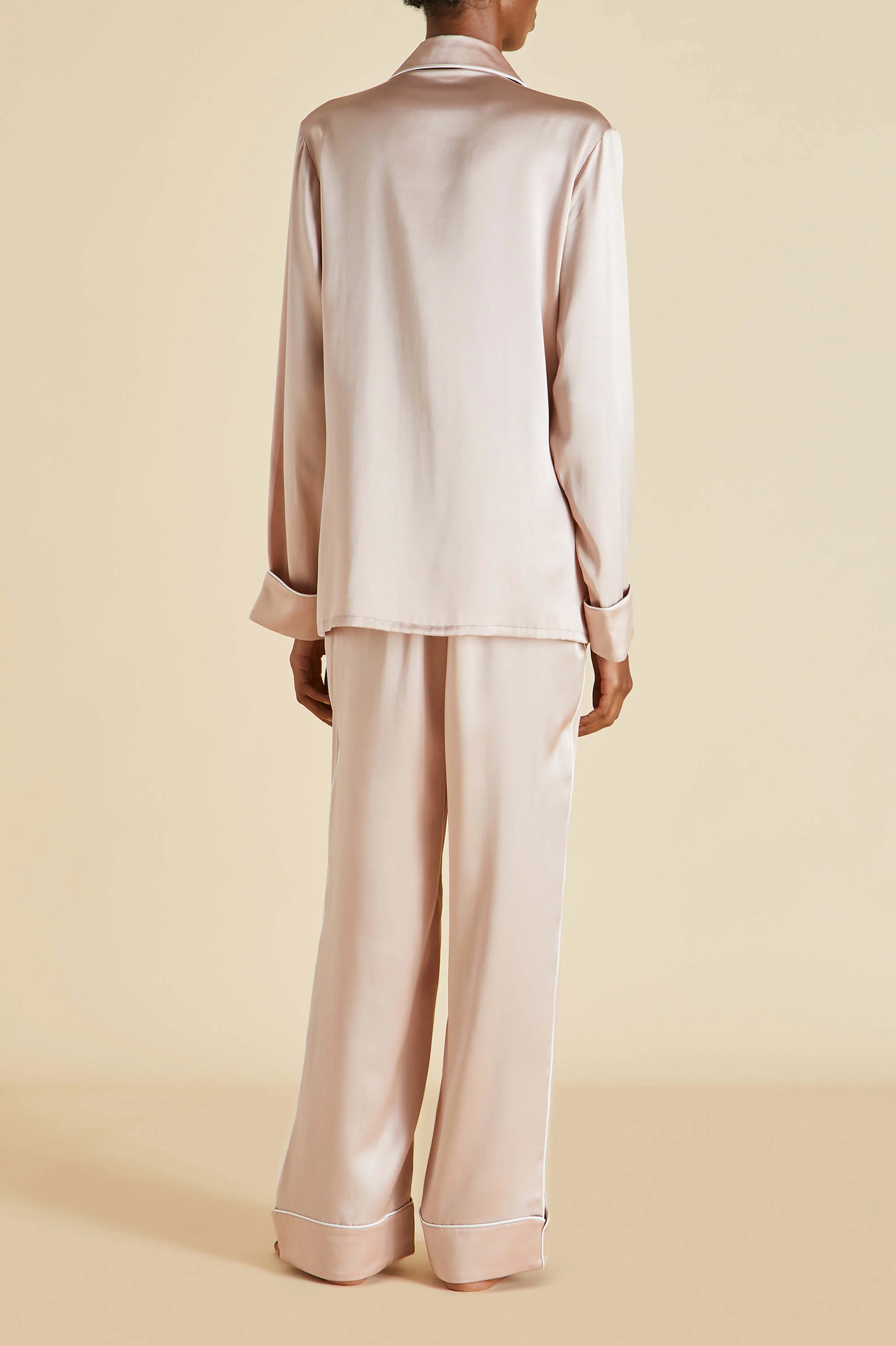 Coco Oyster Ivory Pyjamas in Silk Satin - Image 6