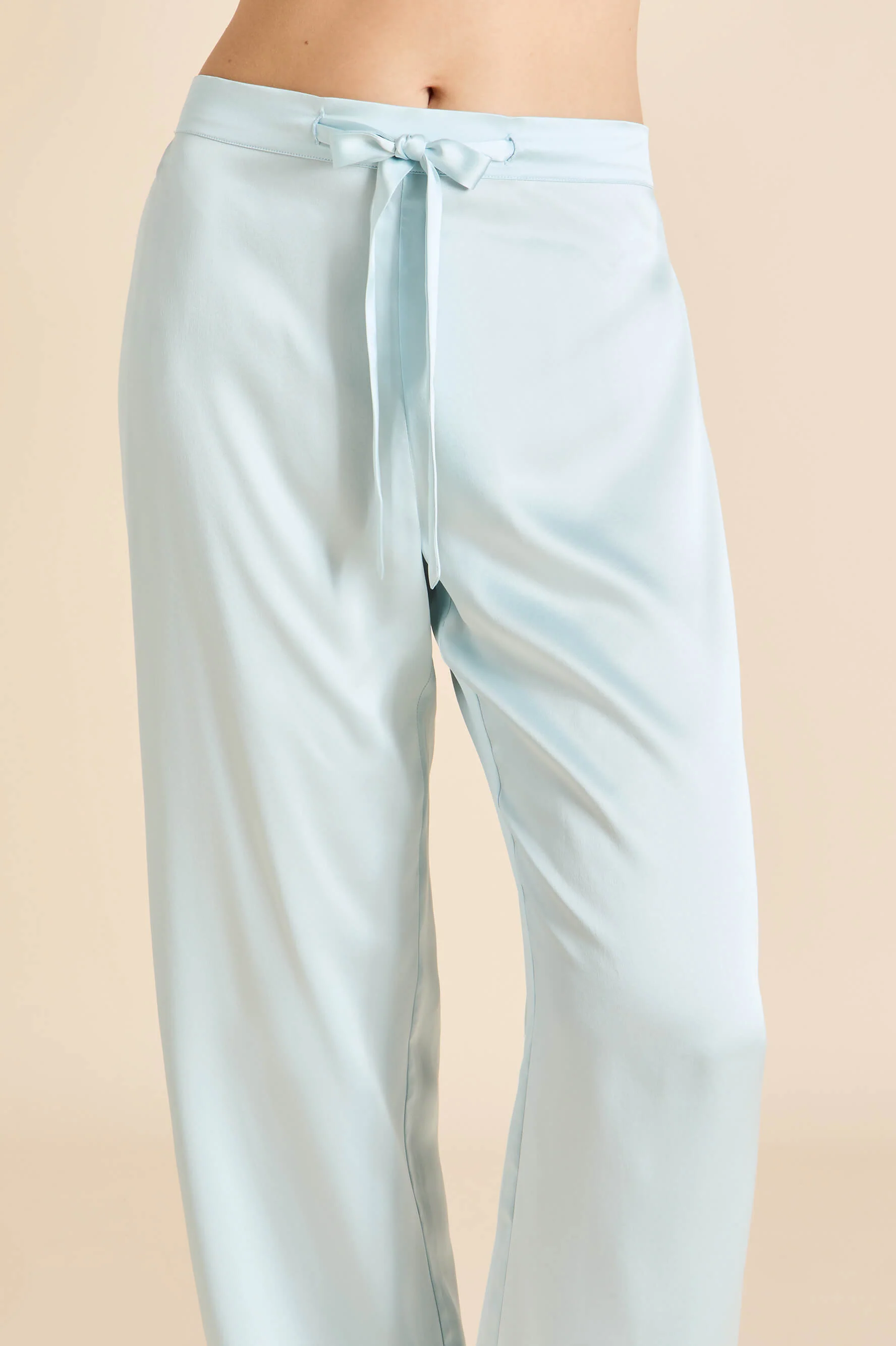 Coco Powder Blue Ivory Pyjamas in Silk Satin - Image 6