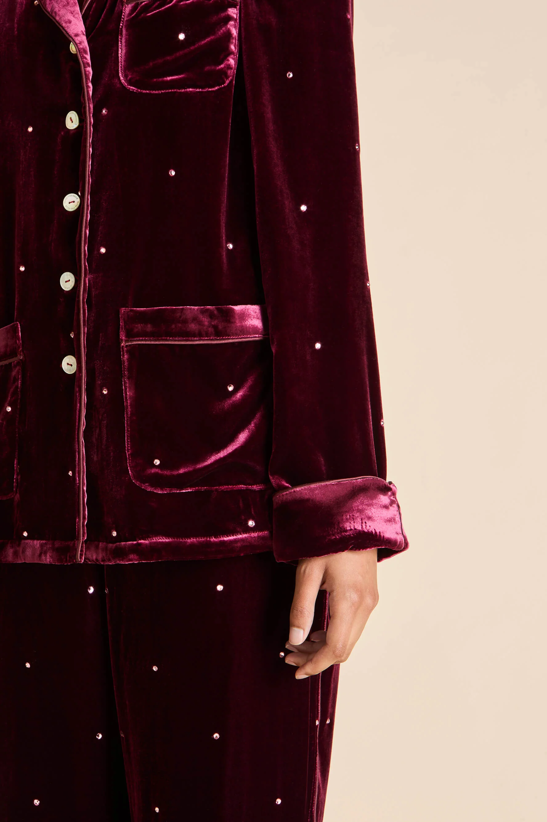 Coco Ritzy Red Crystal Pyjamas in Silk Velvet - Image 5