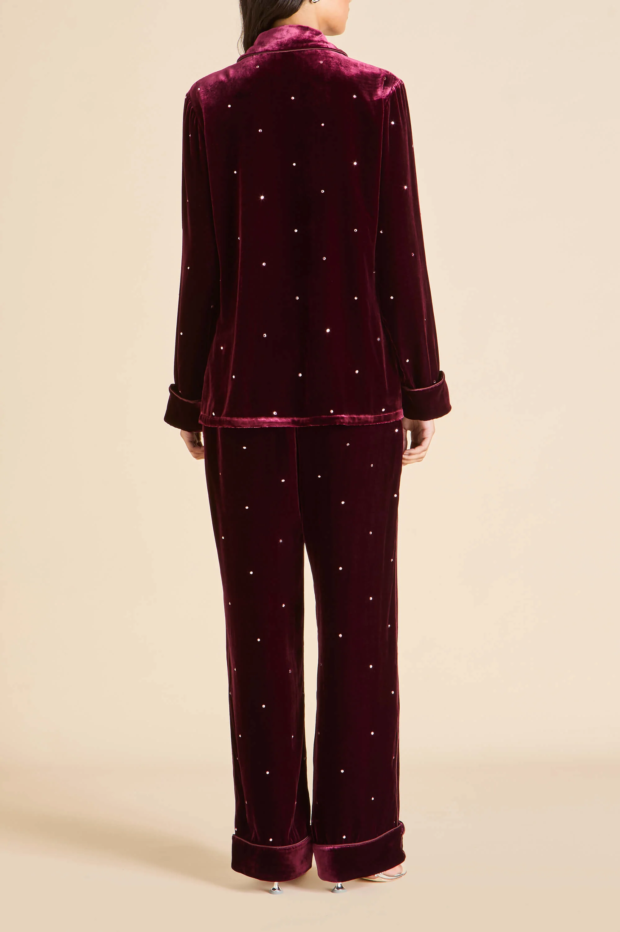 Coco Ritzy Red Crystal Pyjamas in Silk Velvet - Image 6
