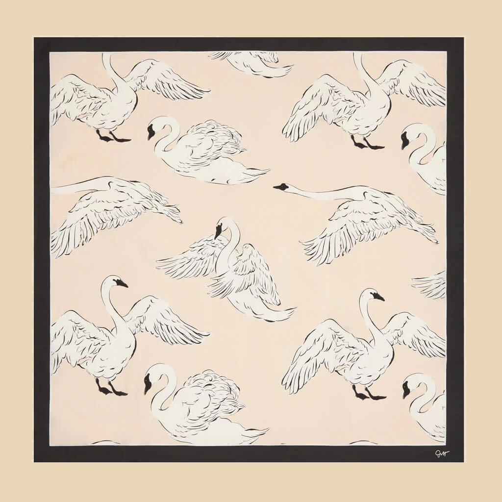 Dunaway Blanca Cream Swan Scarf in Silk Twill - Image 2