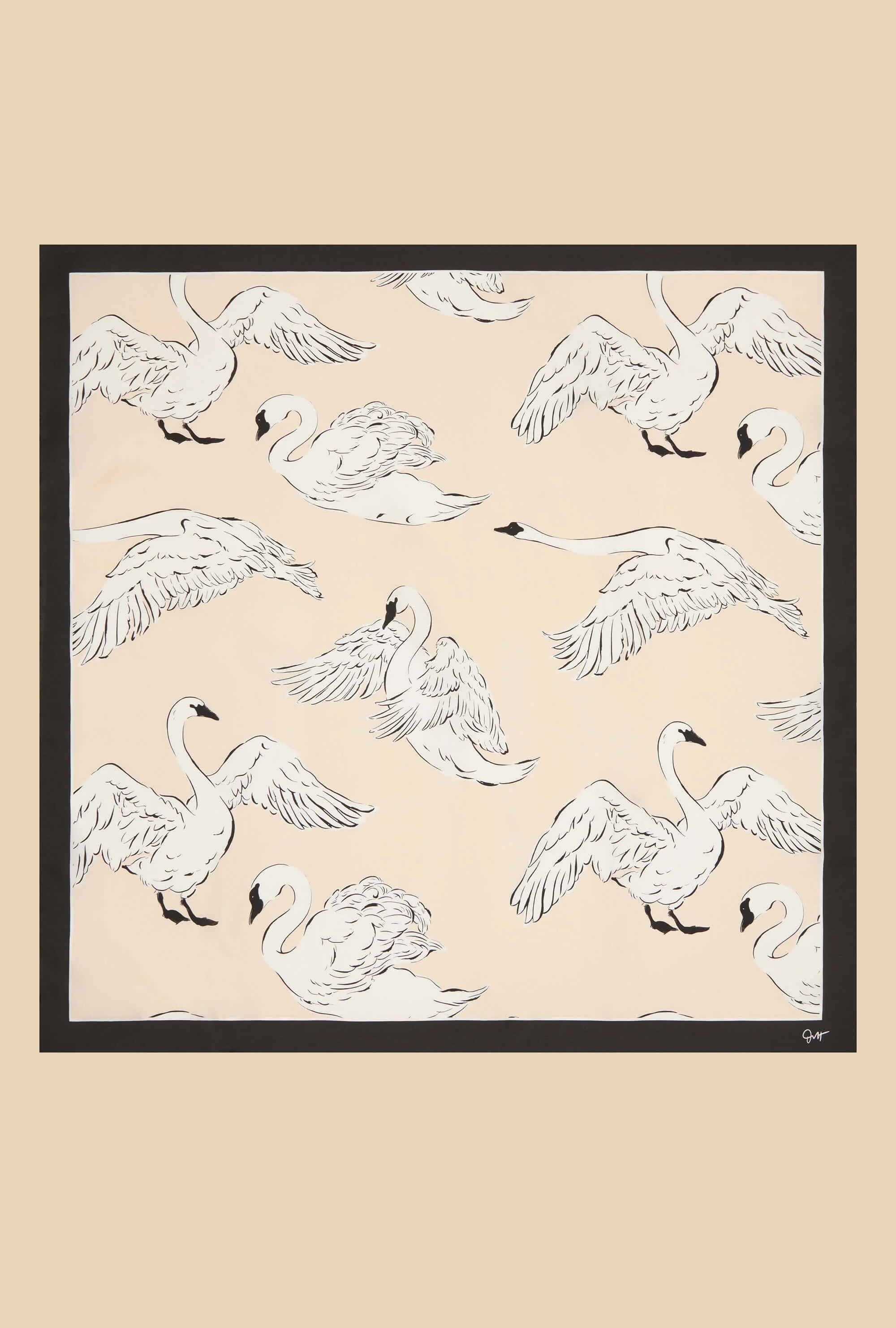 Dunaway Blanca Cream Swan Scarf in Silk Twill - Image 3