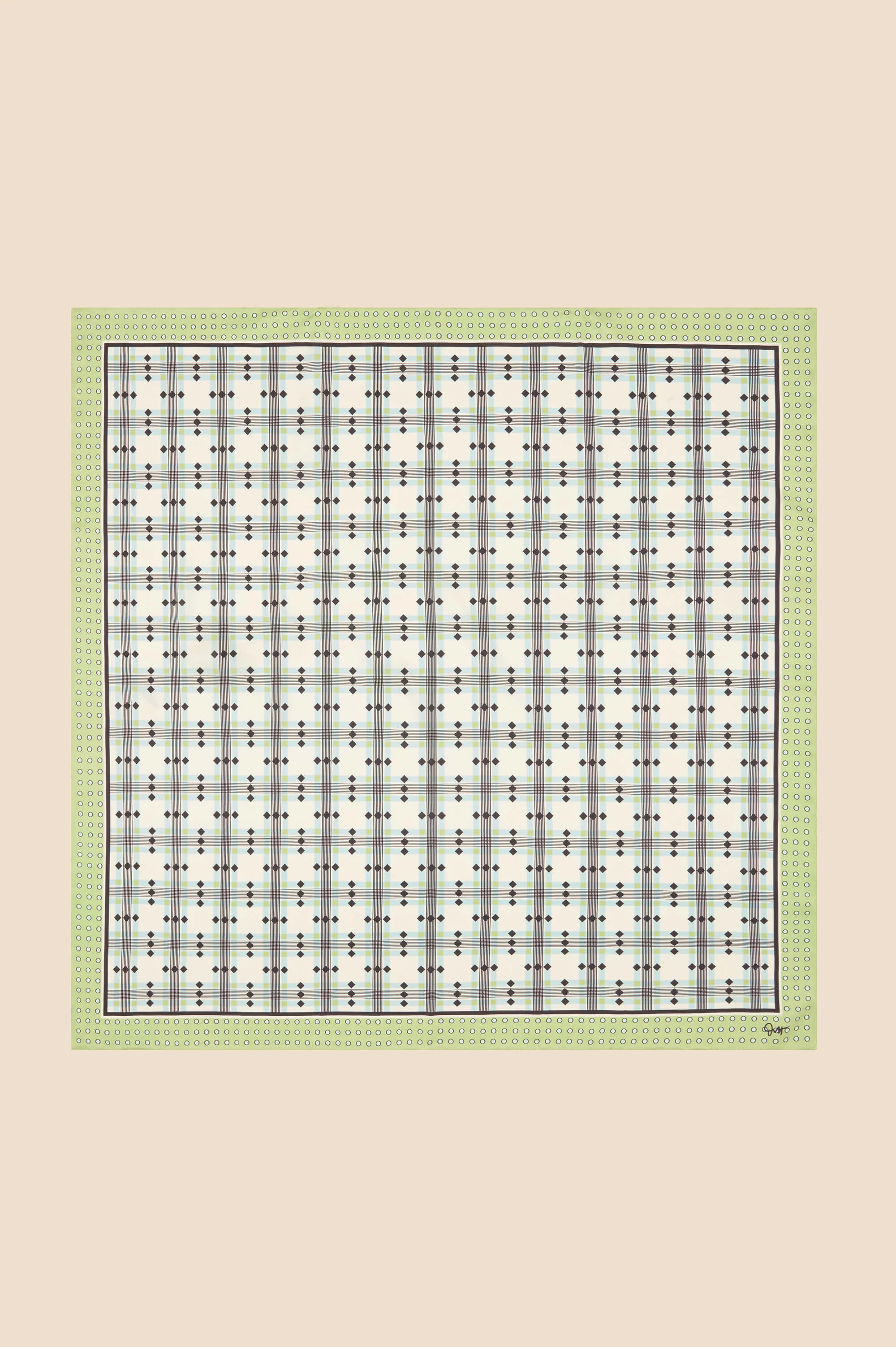 Dunaway Cini Green Geometric Scarf in Silk Twill - Image 3