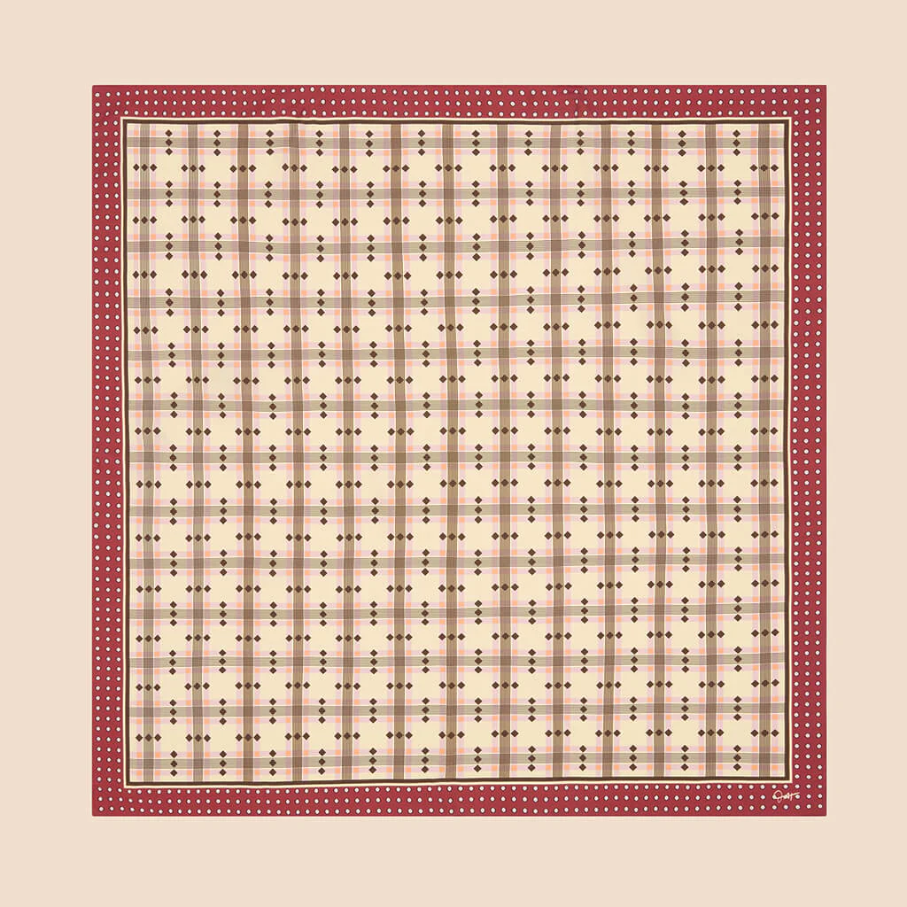 Dunaway Cipriani Ivory Geometric Scarf in Silk Twill - Image 2