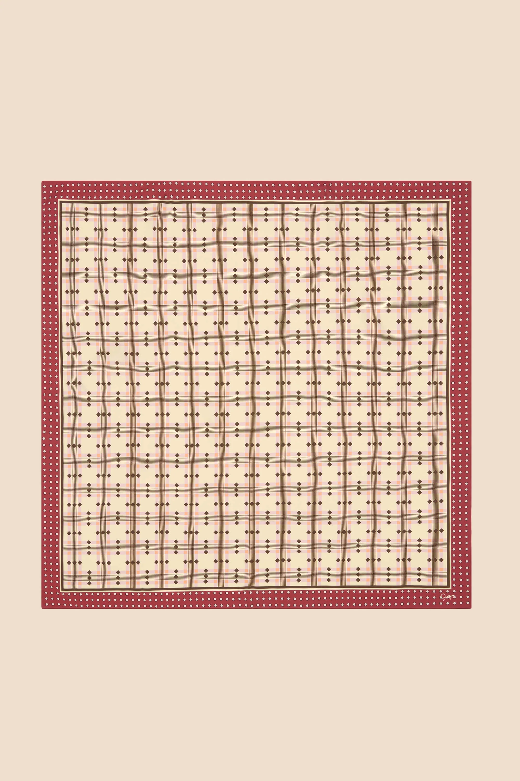 Dunaway Cipriani Ivory Geometric Scarf in Silk Twill - Image 3