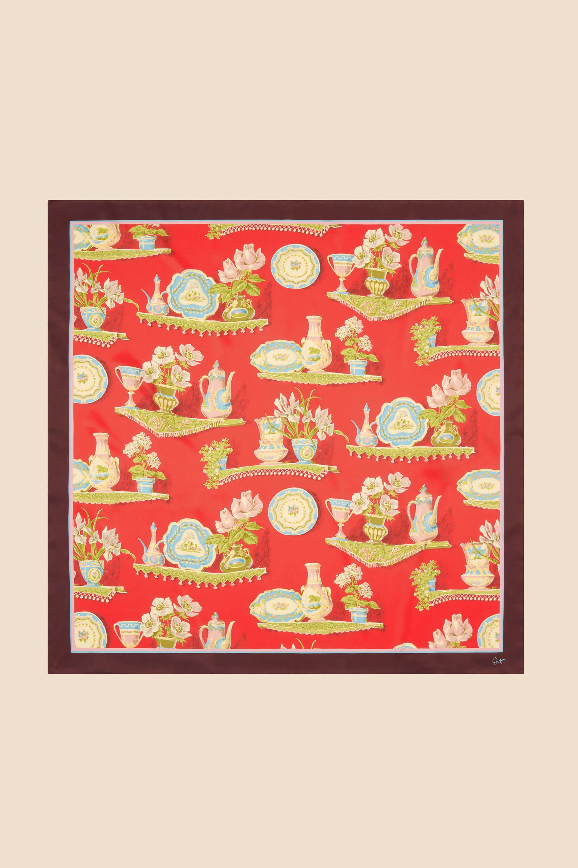 Dunaway Renata Red Plate Scarf in Silk Twill - Image 3