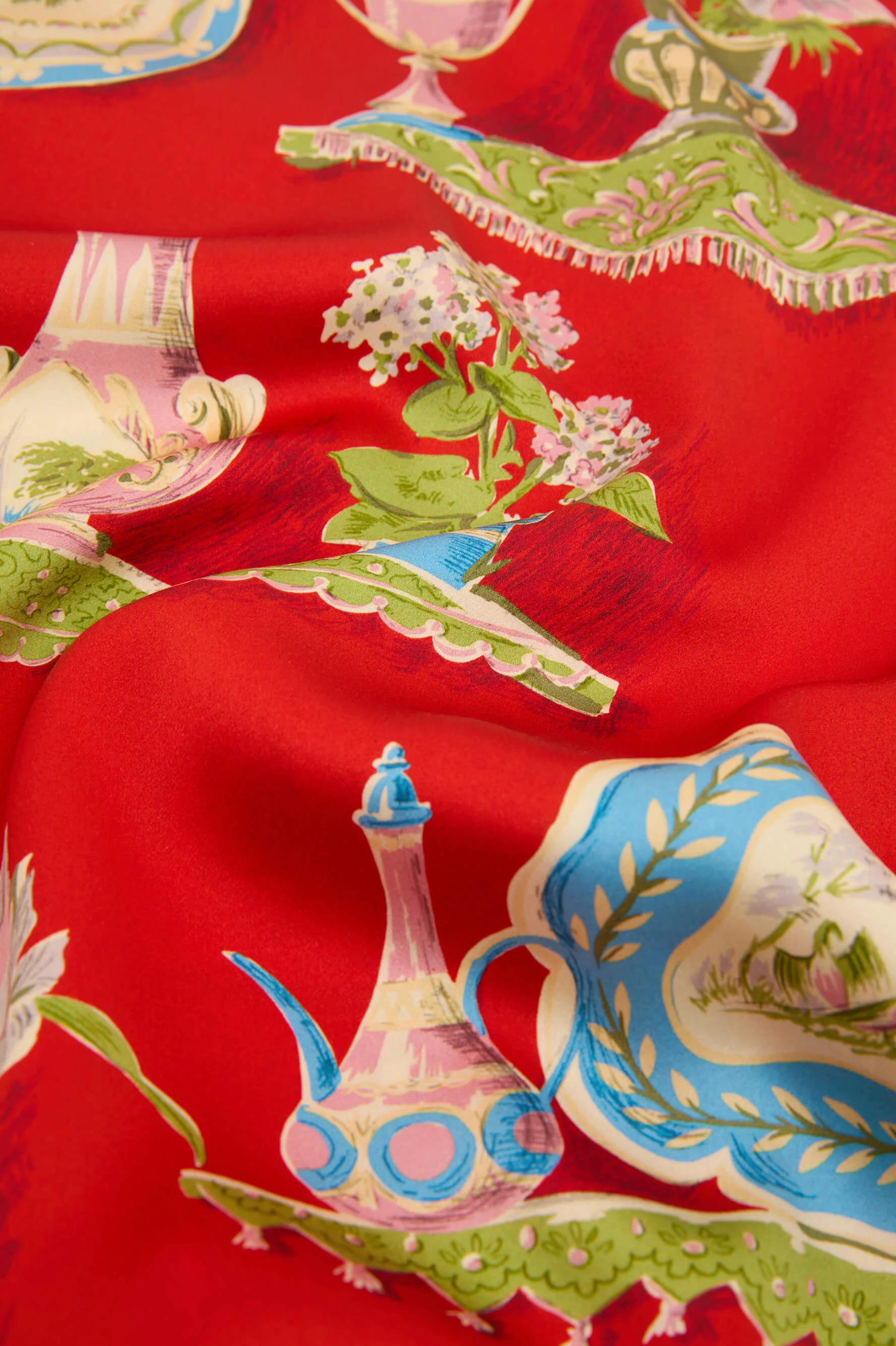 Dunaway Renata Red Plate Scarf in Silk Twill - Image 4