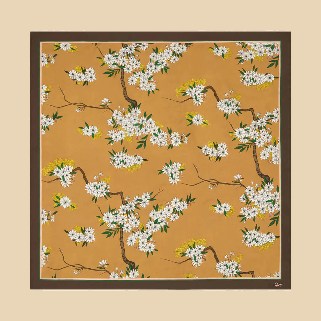 Dunaway Carmena Yellow Blossom Scarf in Silk Twill - Image 2