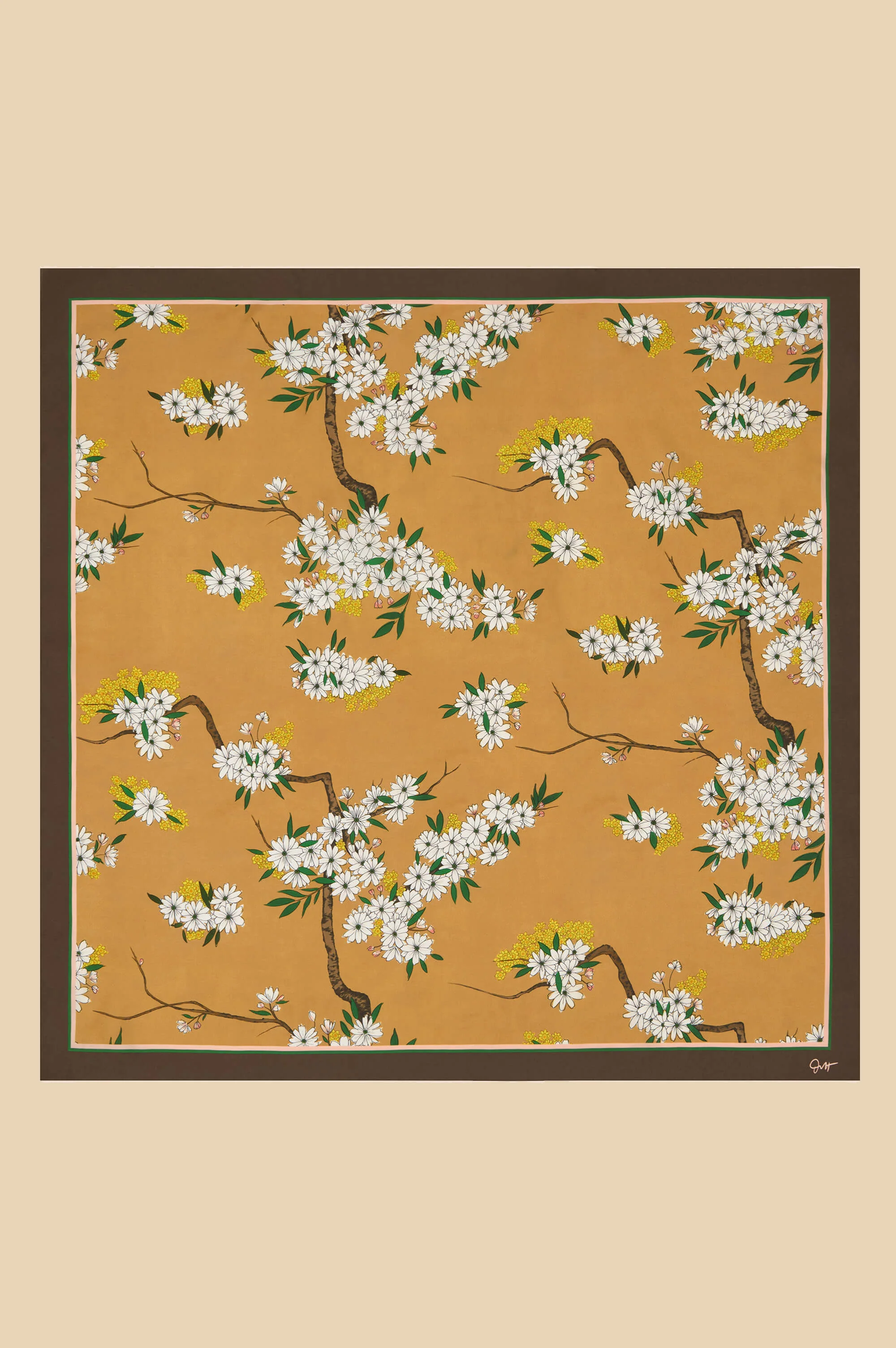 Dunaway Carmena Yellow Blossom Scarf in Silk Twill - Image 3