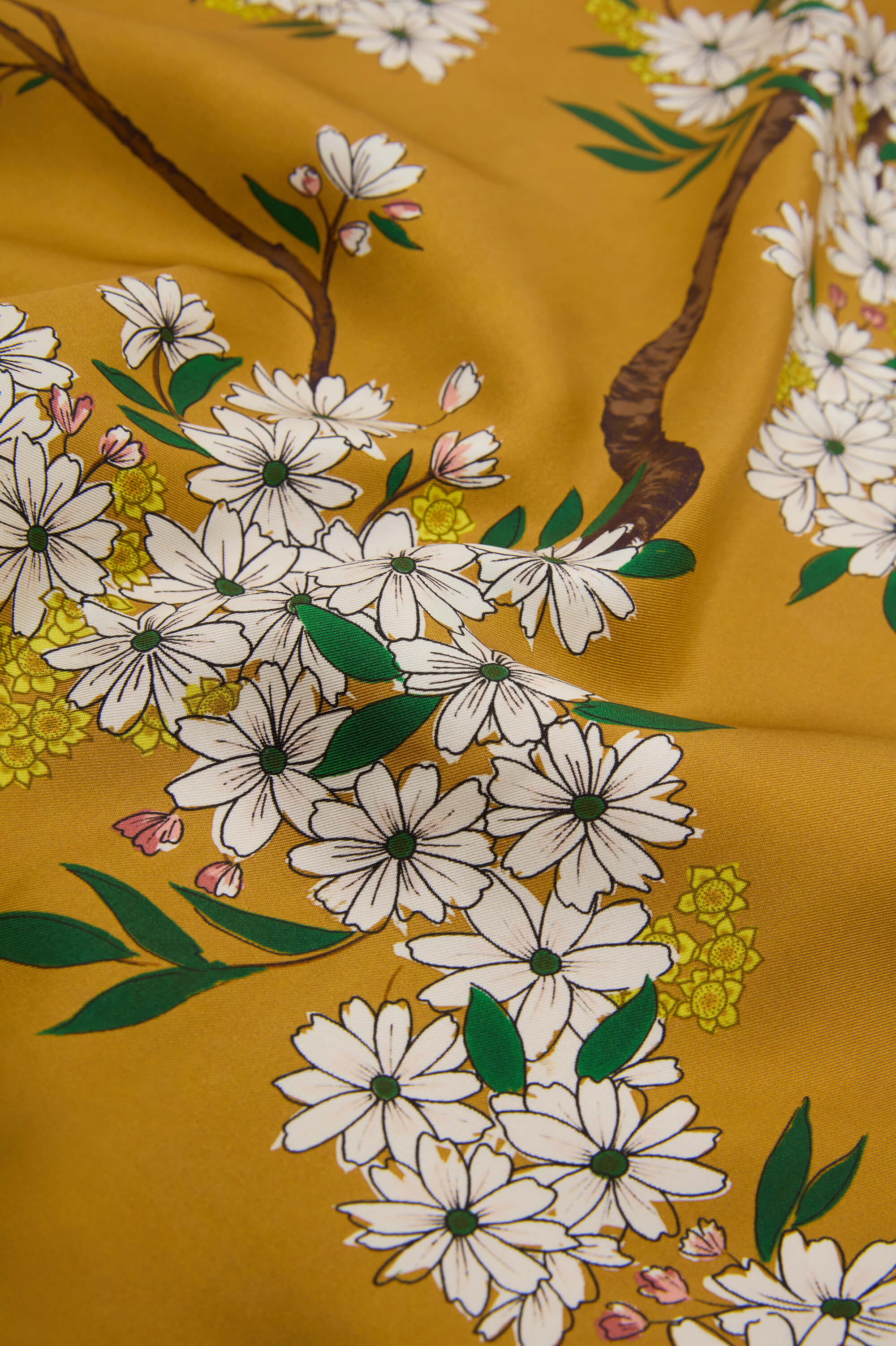 Dunaway Carmena Yellow Blossom Scarf in Silk Twill - Image 4