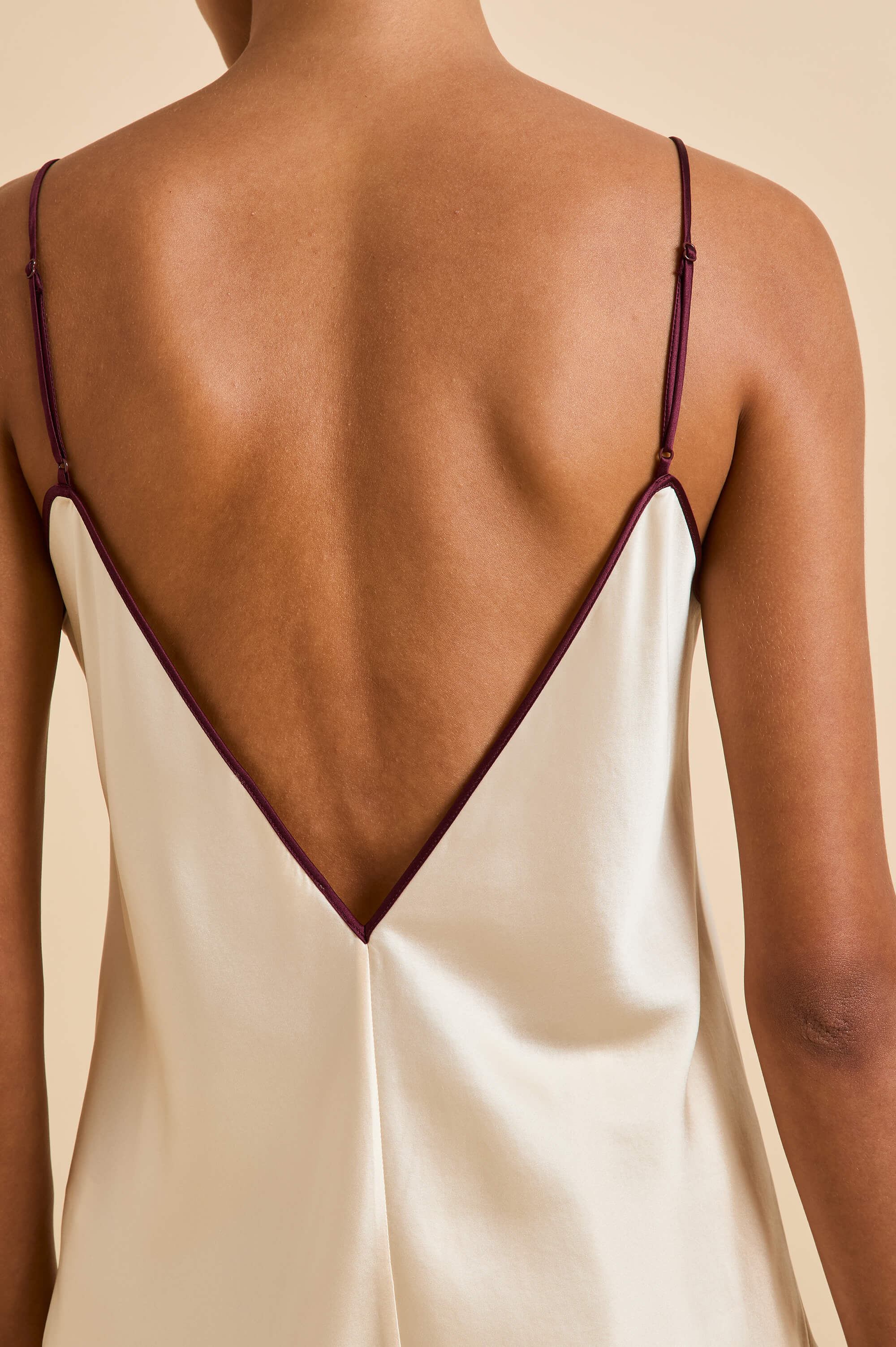 Elle Bone Cream Camisole Set in Silk Satin - Image 4