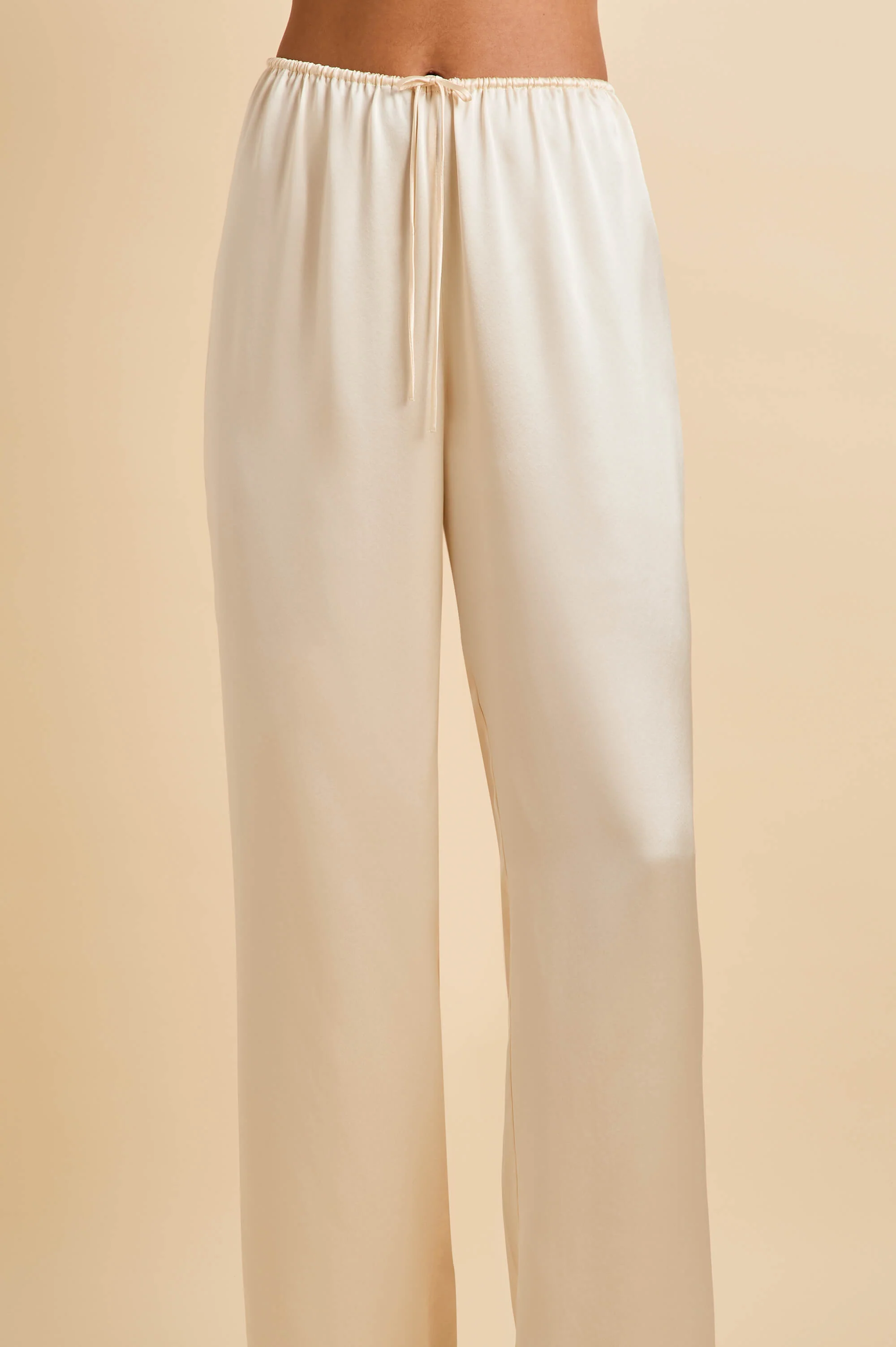Elvira Bone Cream Camisole Set in Silk Satin - Image 6