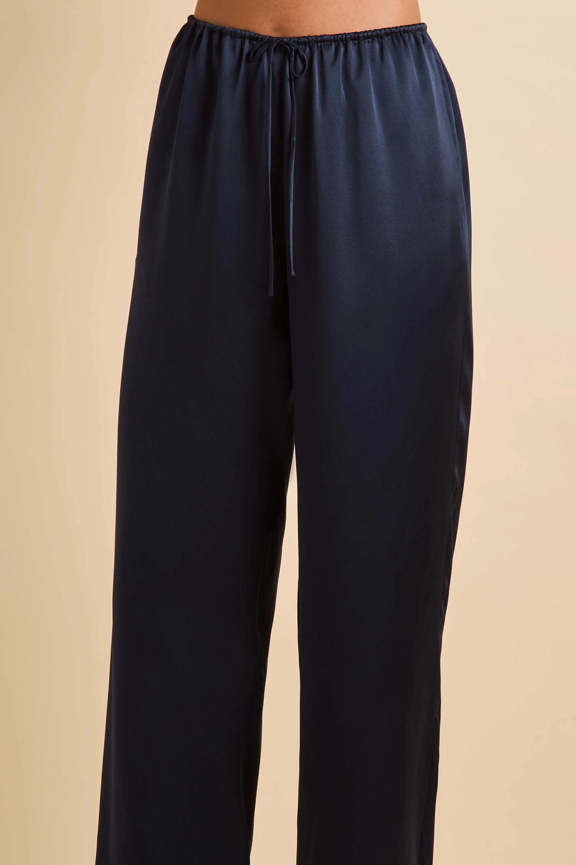 Elvira Navy Camisole Set in Silk Satin - Image 5
