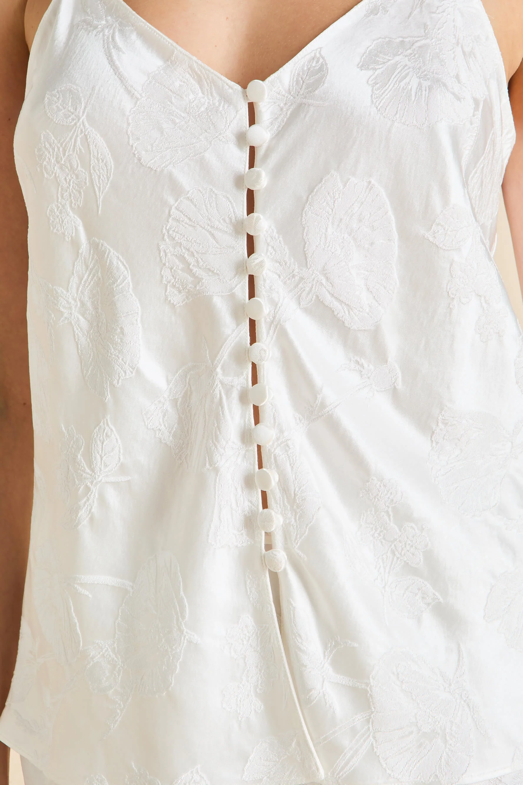 Etta Liliana Ivory Floral Camisole Set in Silk Jacquard - Image 3