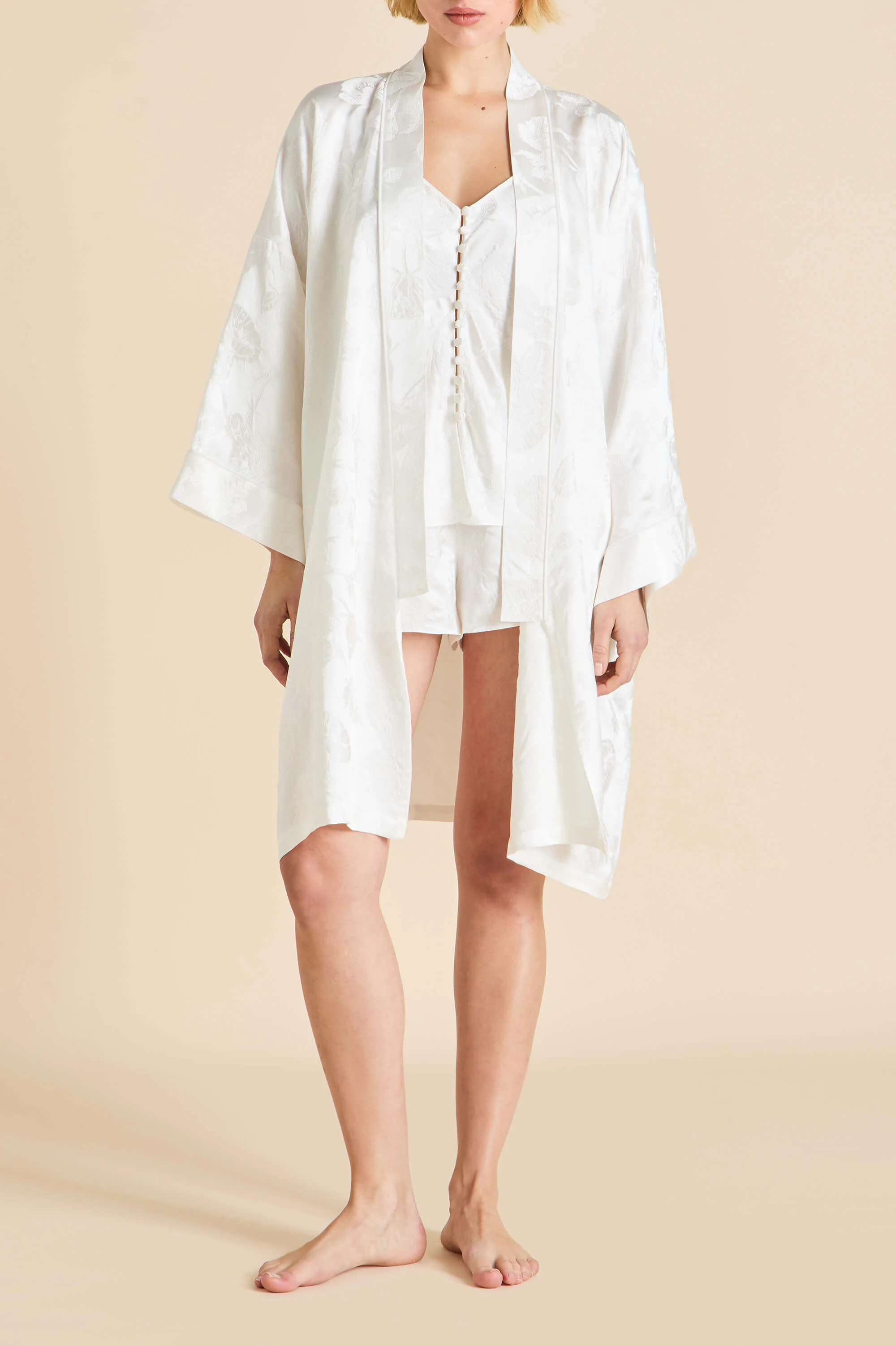 Etta Liliana Ivory Floral Camisole Set in Silk Jacquard - Image 4