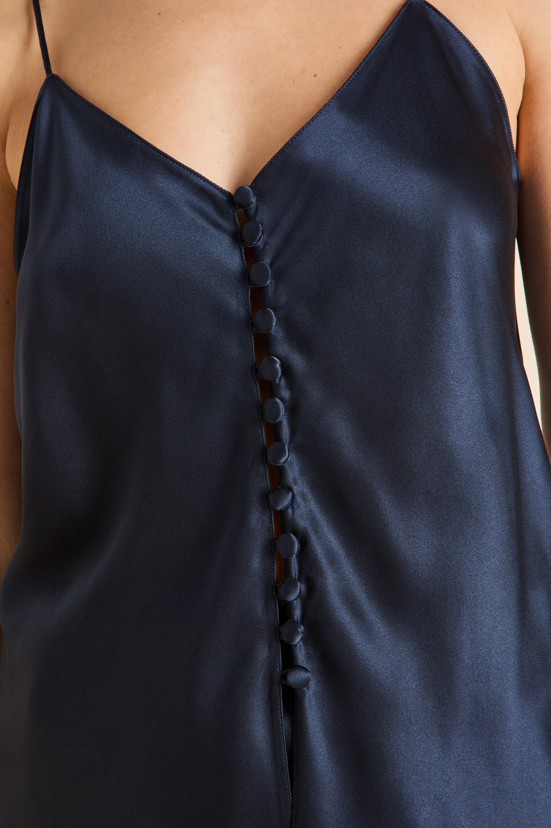 Etta Navy Camisole Set in Silk Satin - Image 5