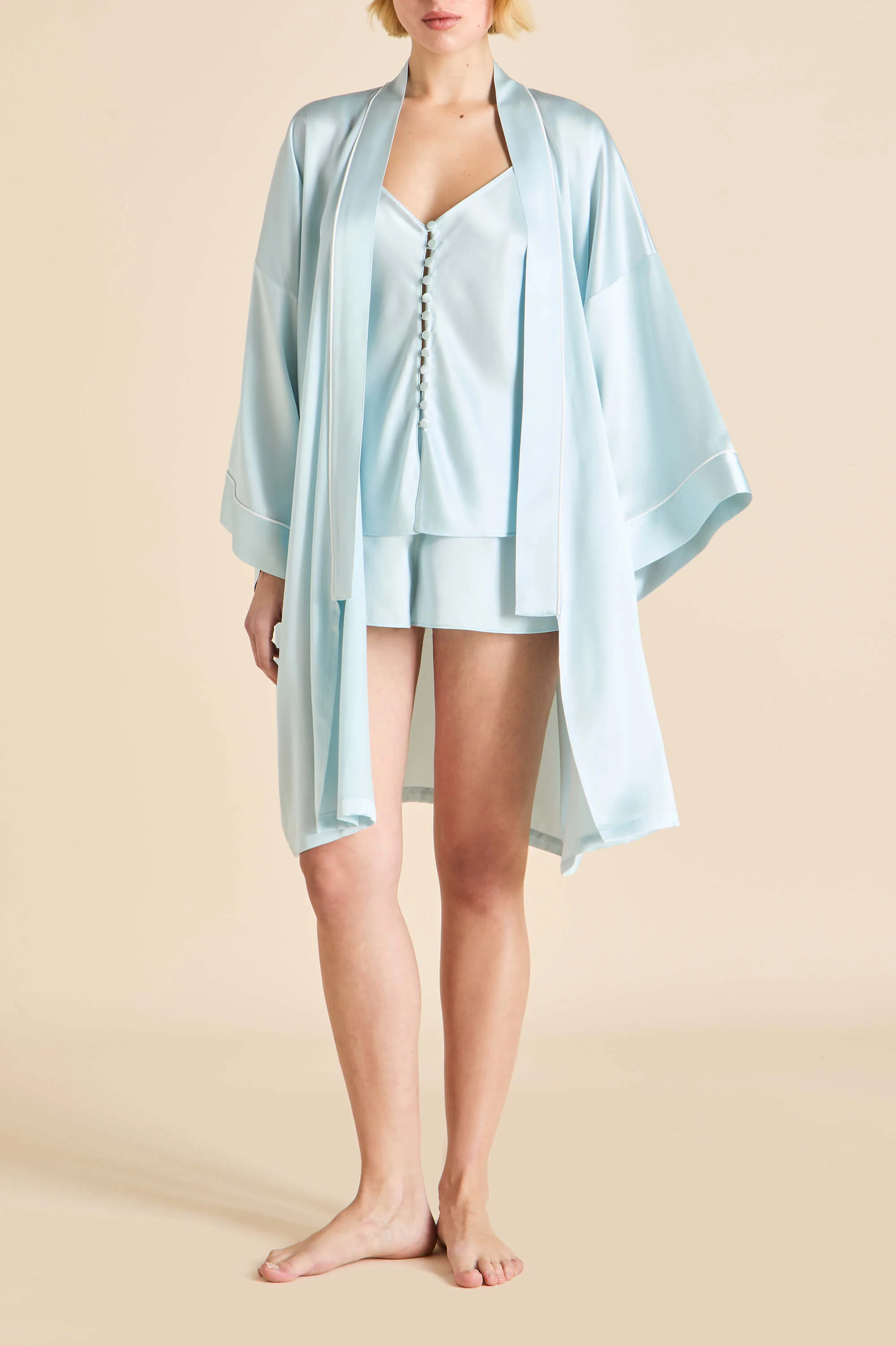 Etta Powder Blue Camisole Set in Silk Satin - Image 3