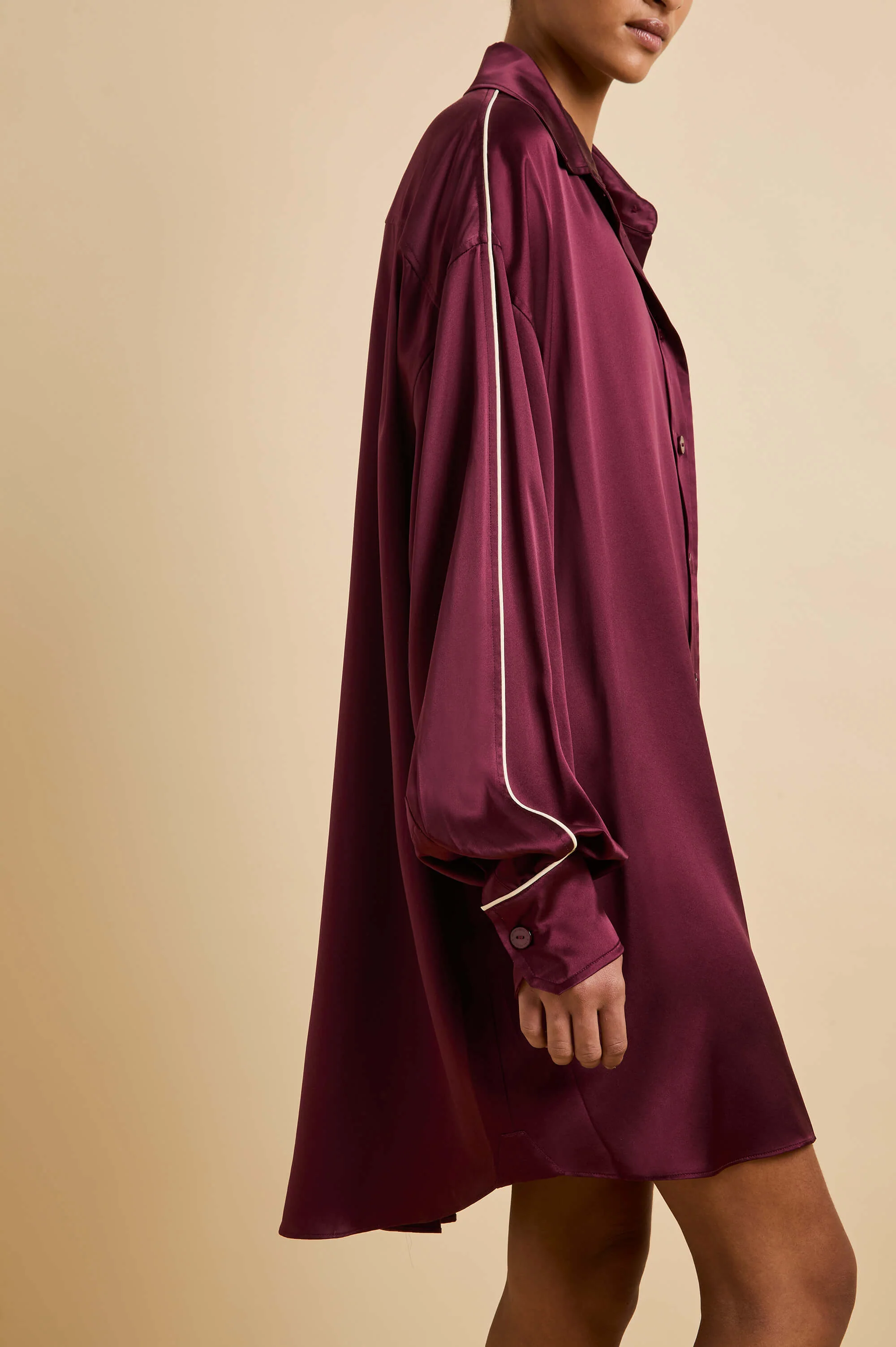 Felipa Burgundy Nightshirt in Silk Satin - Image 4