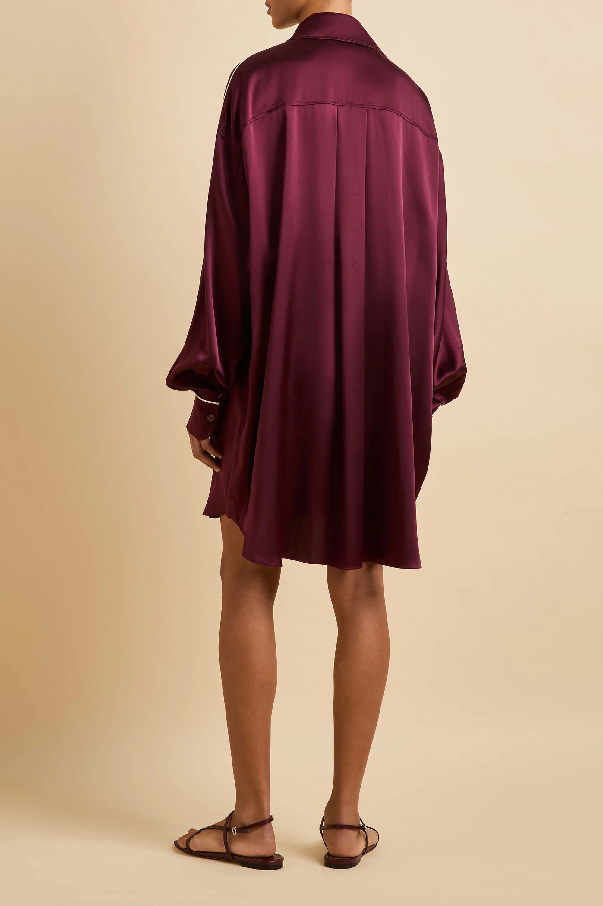 Felipa Burgundy Nightshirt in Silk Satin - Image 5