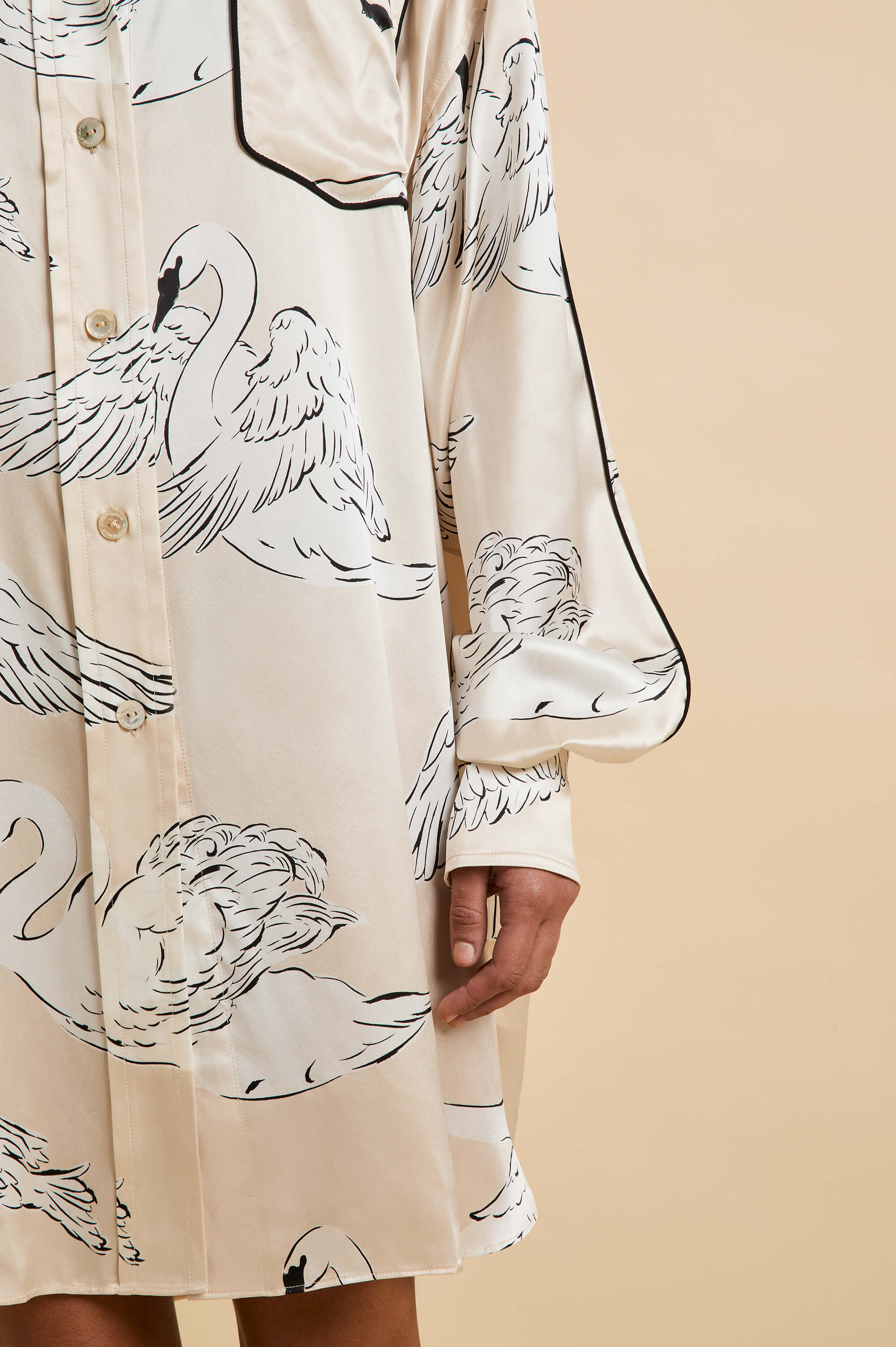 Felipa Blanca Cream Swan Nightshirt in Silk Satin - Image 3
