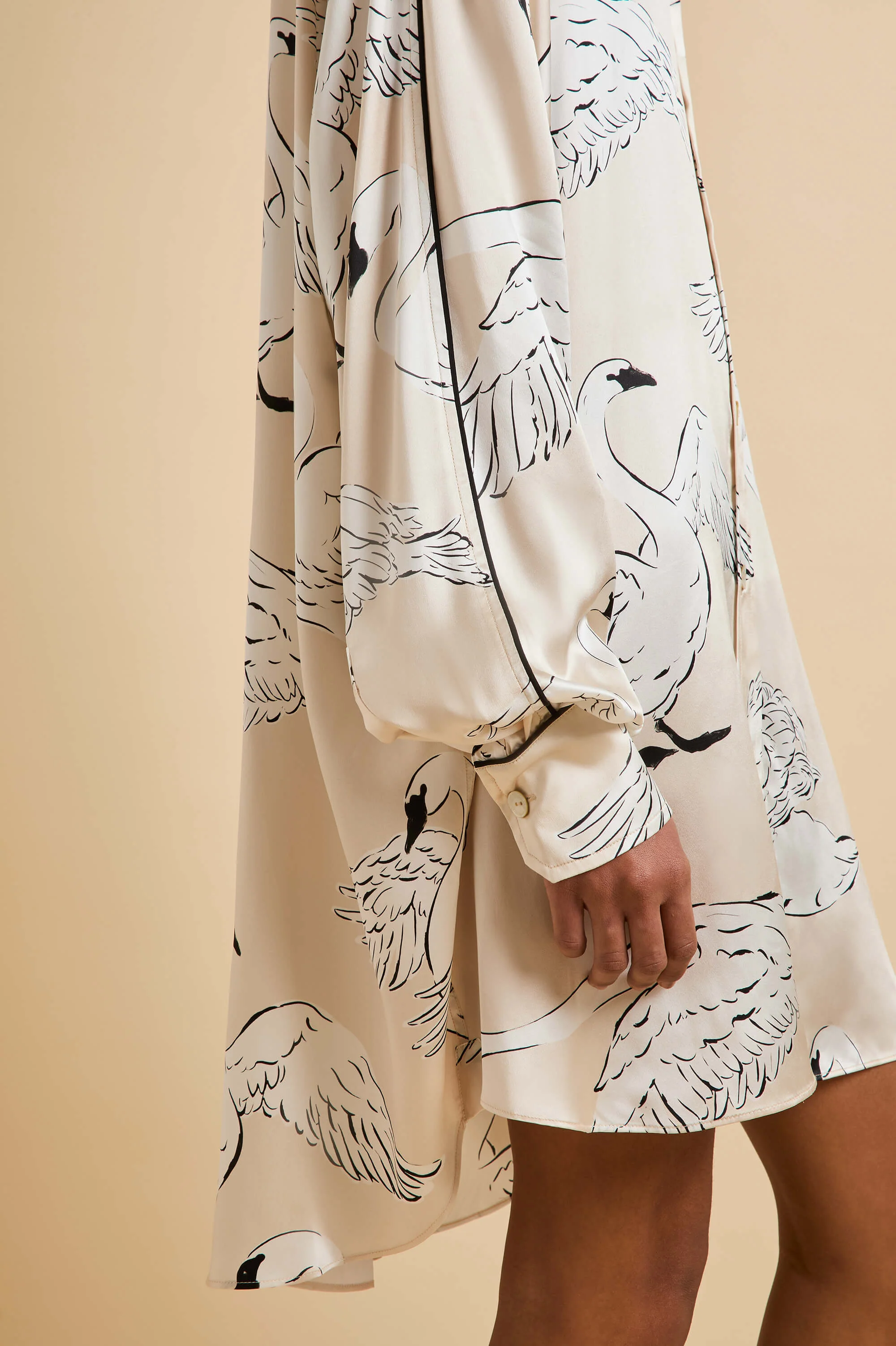 Felipa Blanca Cream Swan Nightshirt in Silk Satin - Image 4