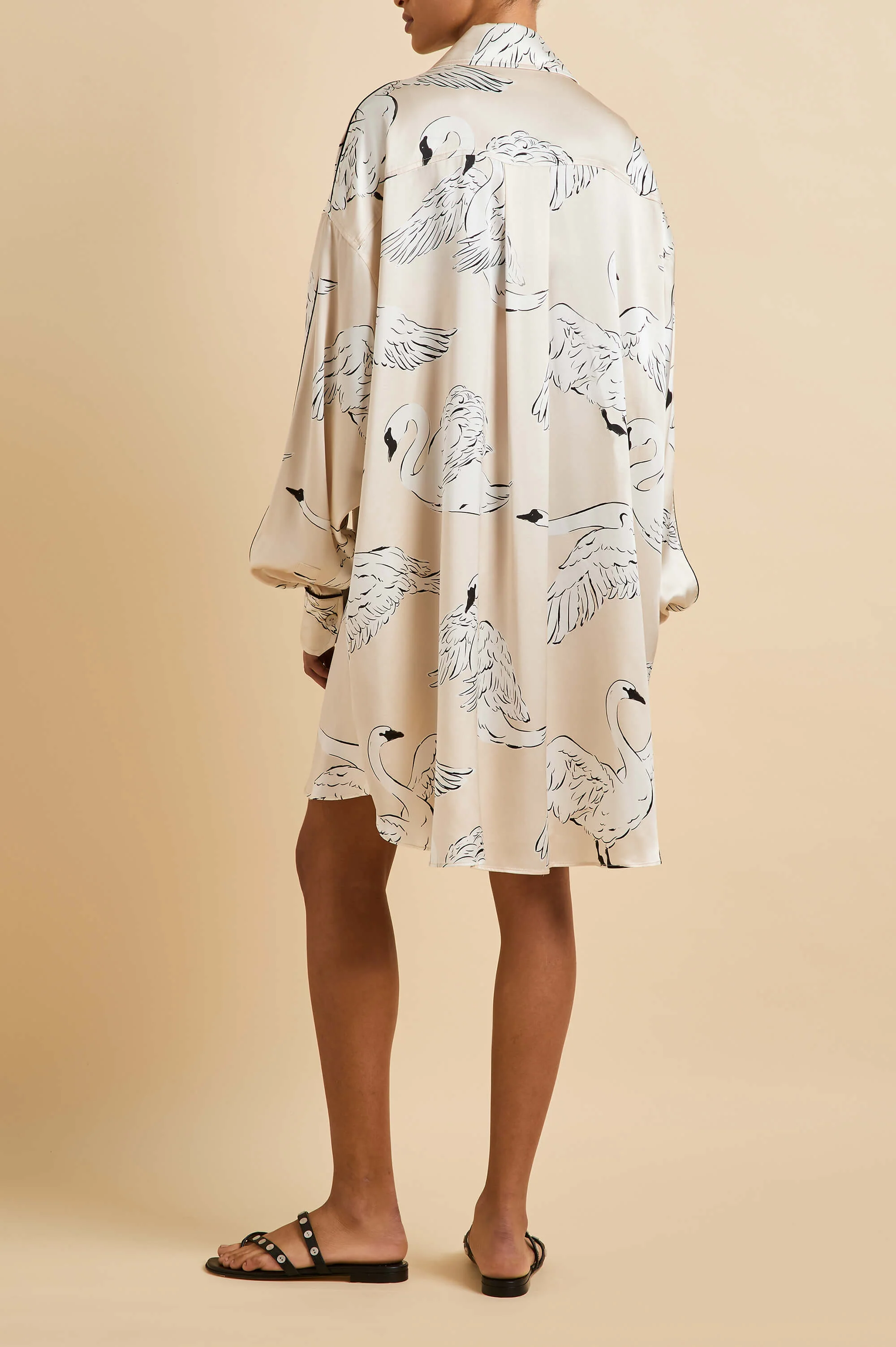 Felipa Blanca Cream Swan Nightshirt in Silk Satin - Image 5