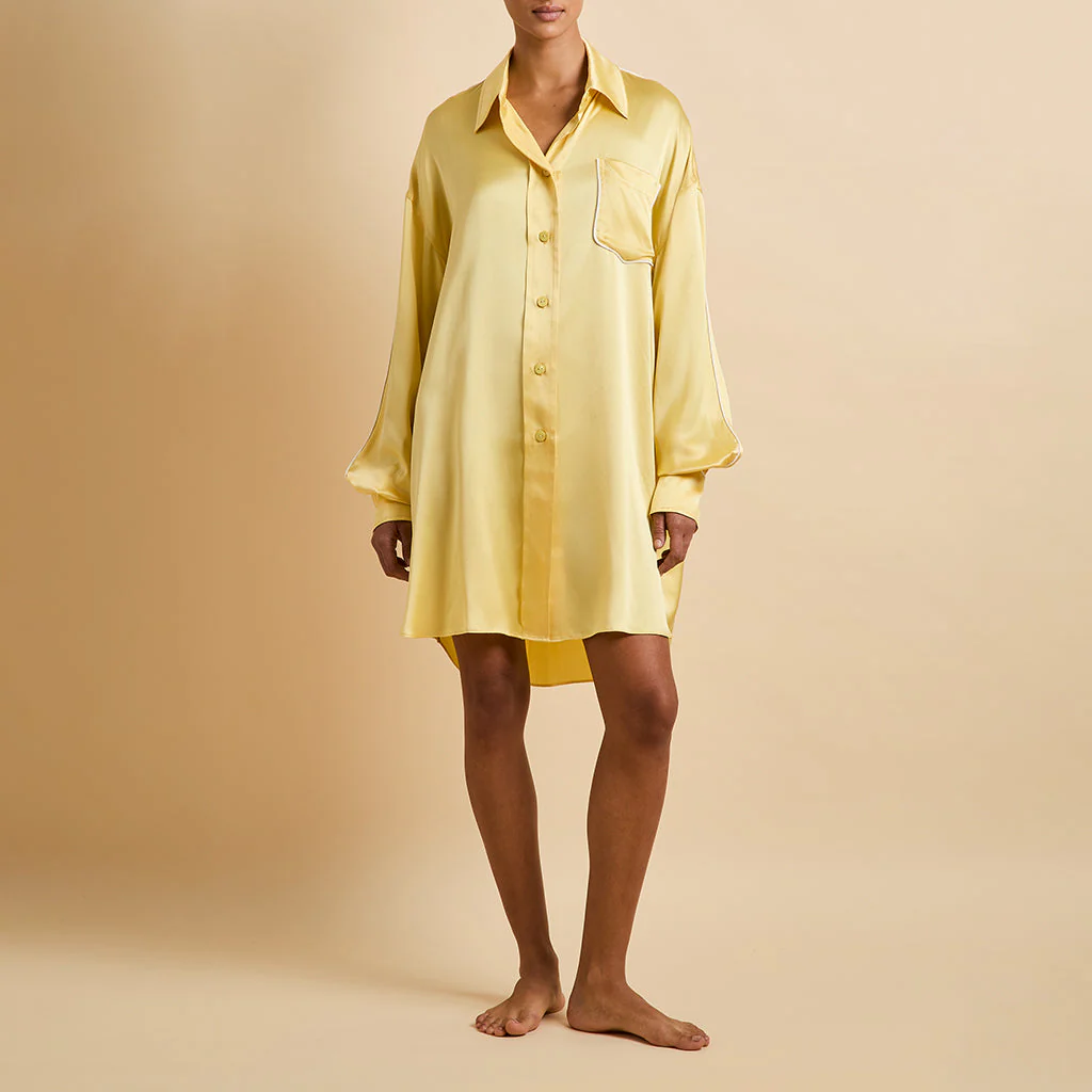 Felipa Limón Yellow Nightshirt in Silk Satin - Image 2