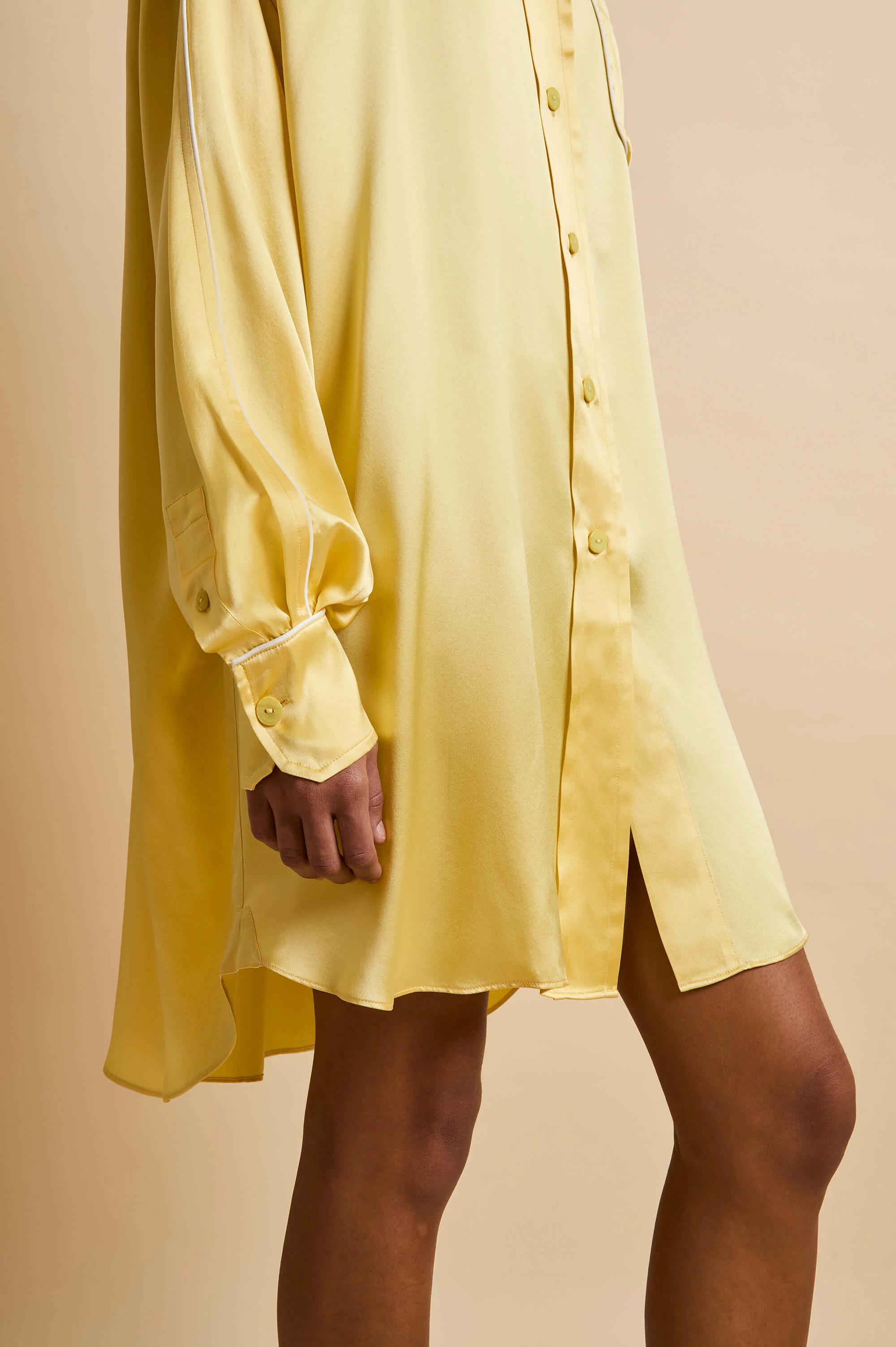Felipa Limón Yellow Nightshirt in Silk Satin - Image 3