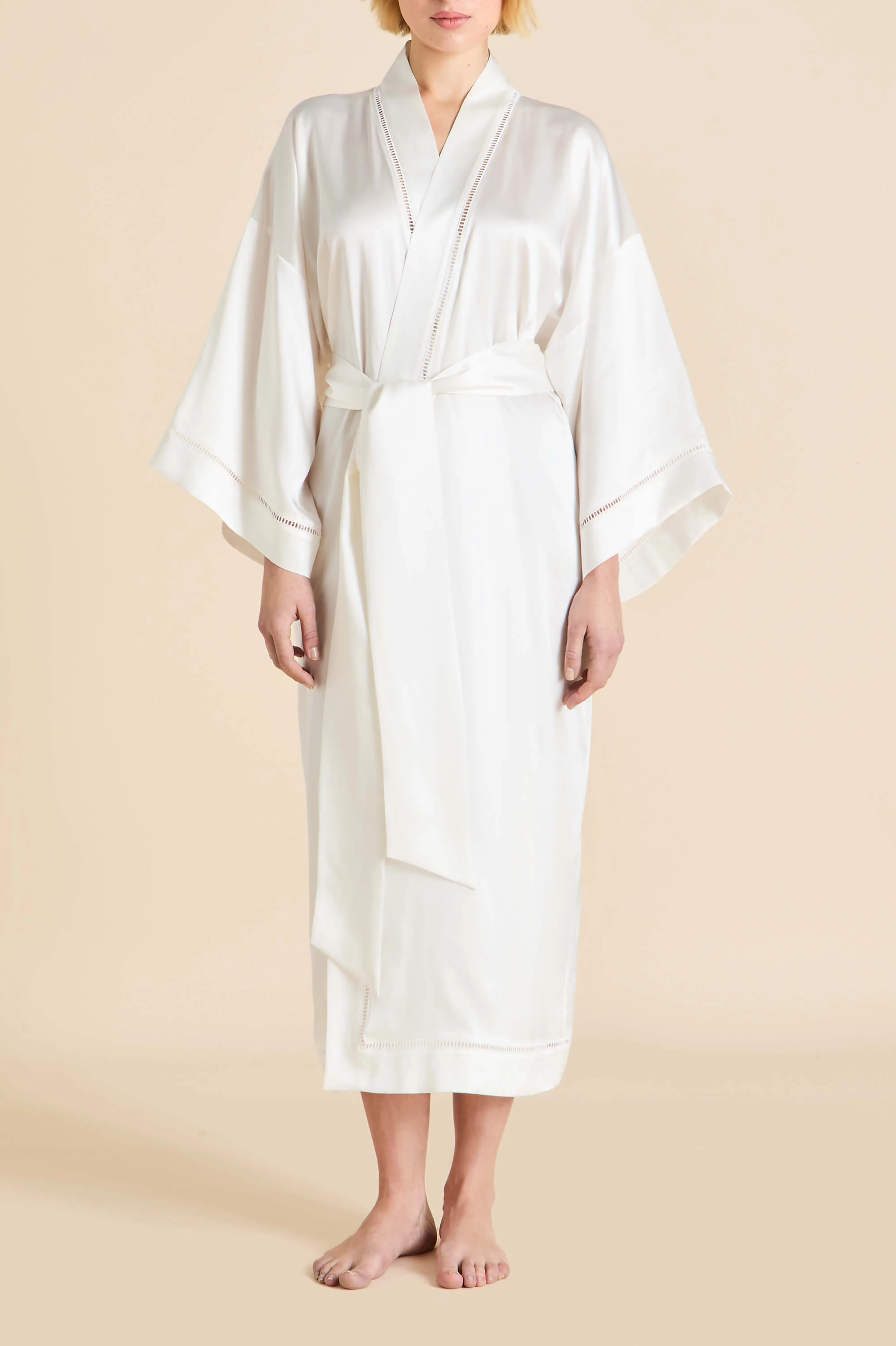 Gloria Ivory Robe in Silk Satin